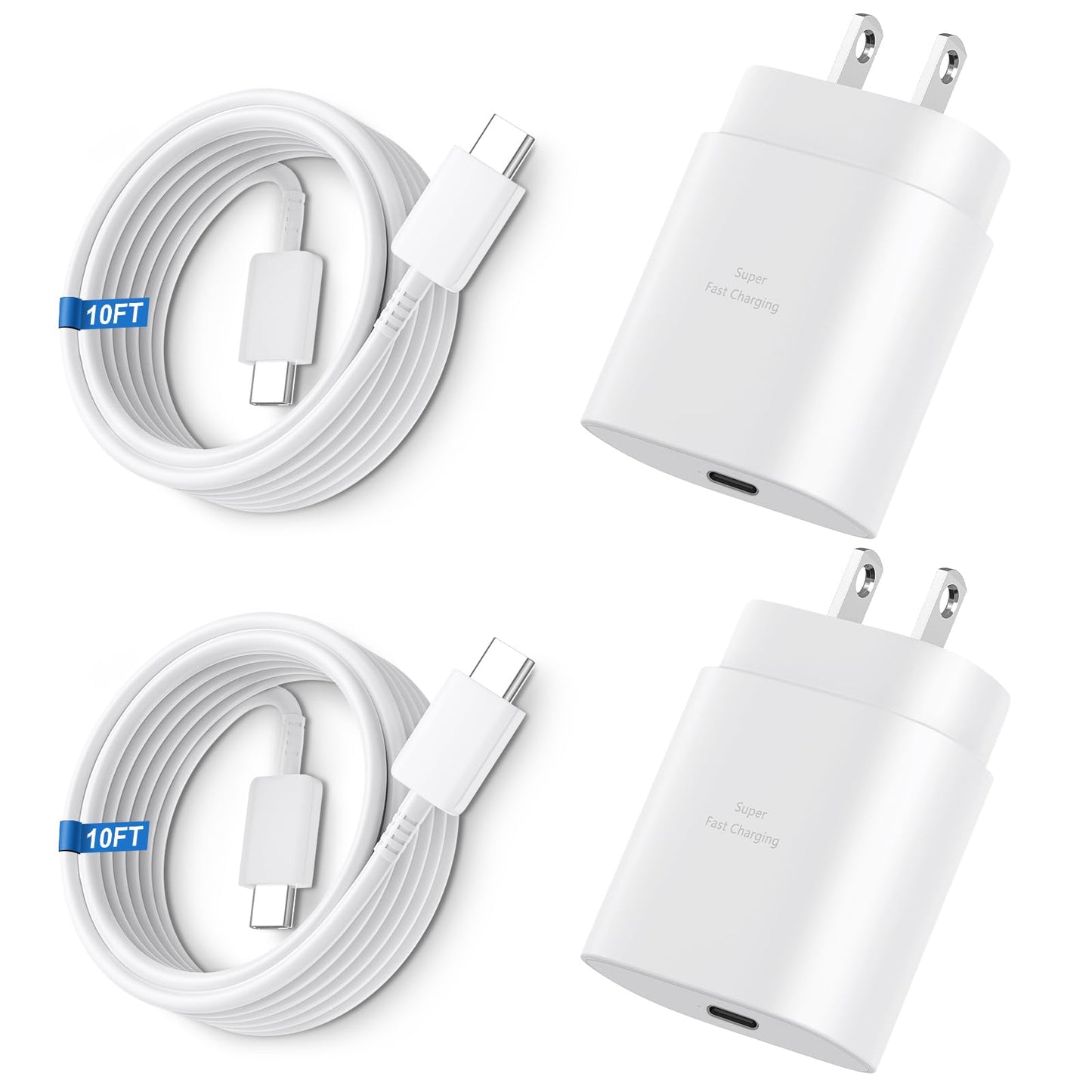 Super Fast Charger Type C, 25W USB C Wall Charger Fast Charging for Samsung Galaxy S26 Ultra/S26/S26+/S25 Ultra/S25/24 Ultra/S24/S23 Ultra/S22 Ultra with 10FT Long Android Type C Charger Cable 2Pack