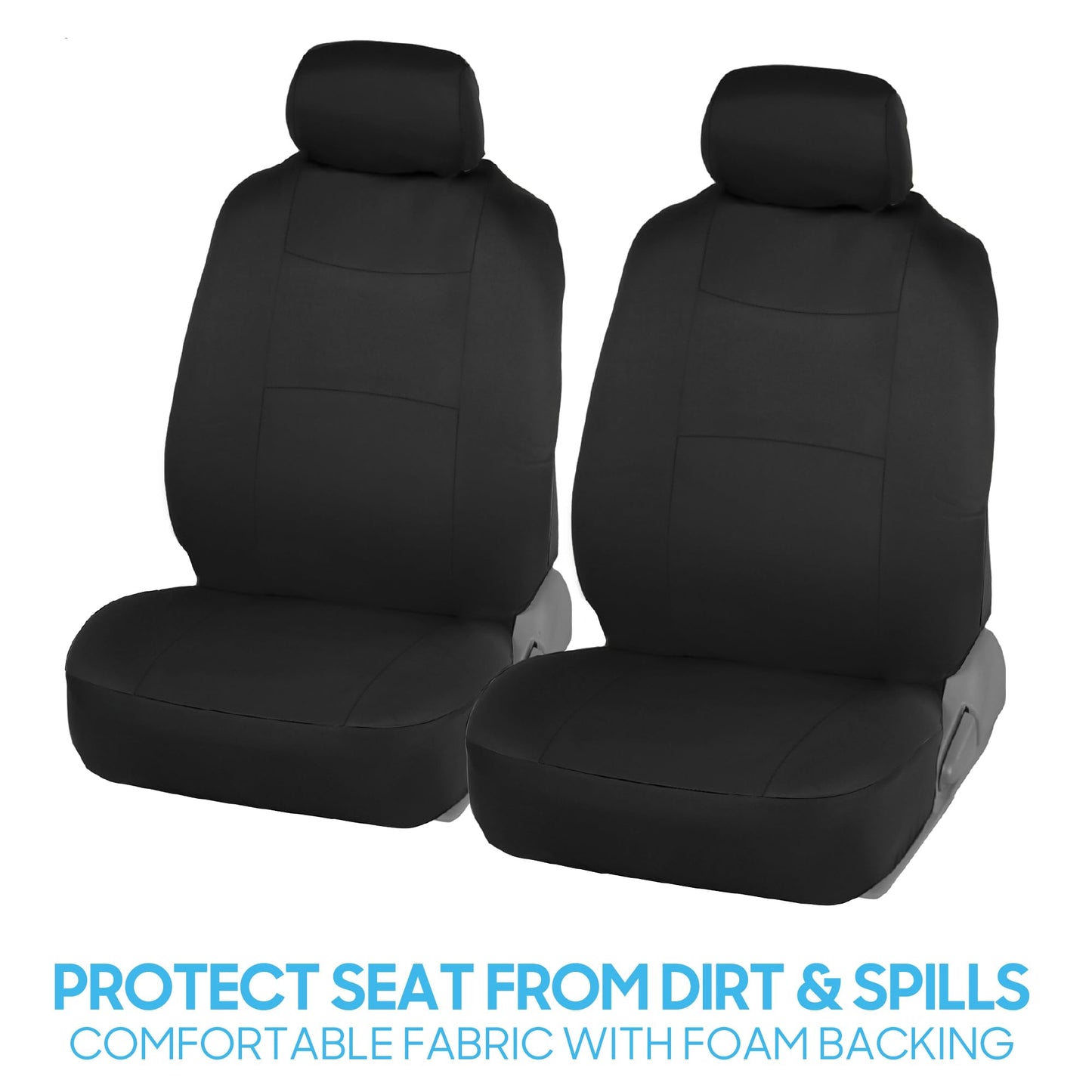 BDK PolyPro Car Seat Covers Full Set in Charcoal on Black – Front and Rear Split Bench for Cars, Easy to Install Cover Set, Accessories Auto Trucks Van SUV