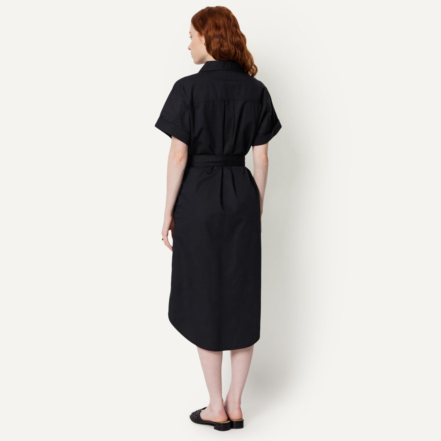 Amazon Essentials Women's Relaxed-Fit Short Sleeve Button-Down Dress with Belt