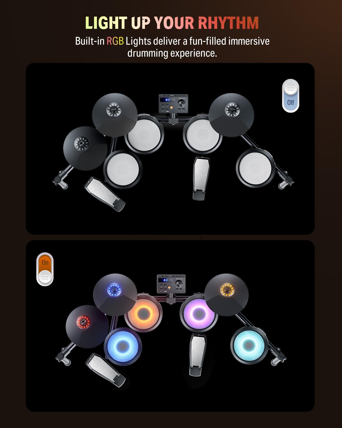 Donner Electric Drum Set, DED-70 Electronic Drum Kit for Beginner with 150 Sounds, 4 Quiet Mesh Pads, 9" Cymbals, USB MIDI, Type-C Charging, 2 Pedal, Throne, Headphones, Sticks, Melodics Lessons