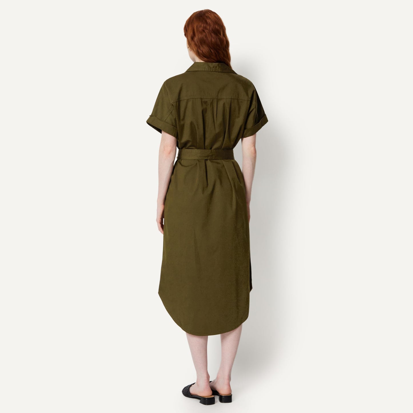 Amazon Essentials Women's Relaxed-Fit Short Sleeve Button-Down Dress with Belt