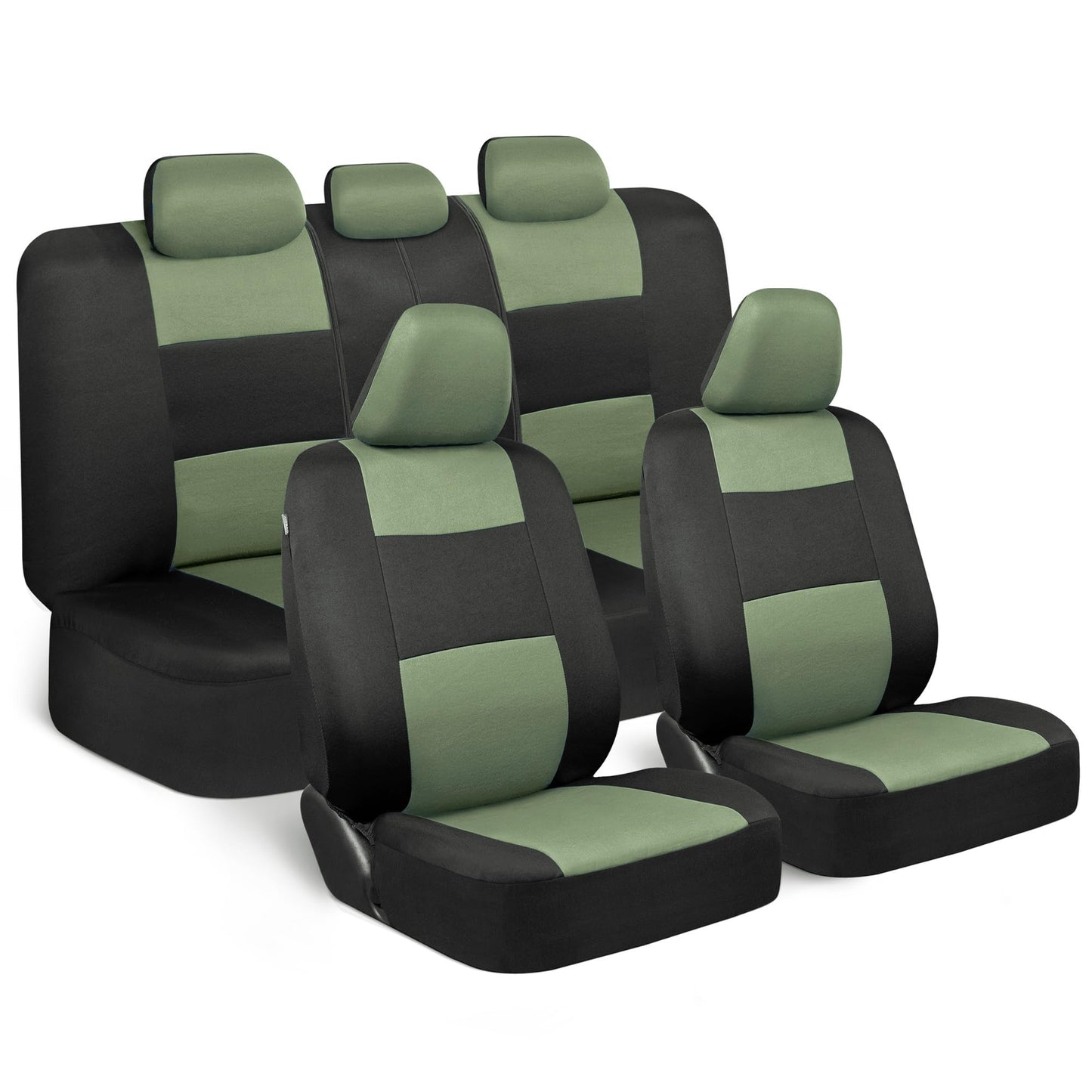 BDK PolyPro Car Seat Covers Full Set in Charcoal on Black – Front and Rear Split Bench for Cars, Easy to Install Cover Set, Accessories Auto Trucks Van SUV