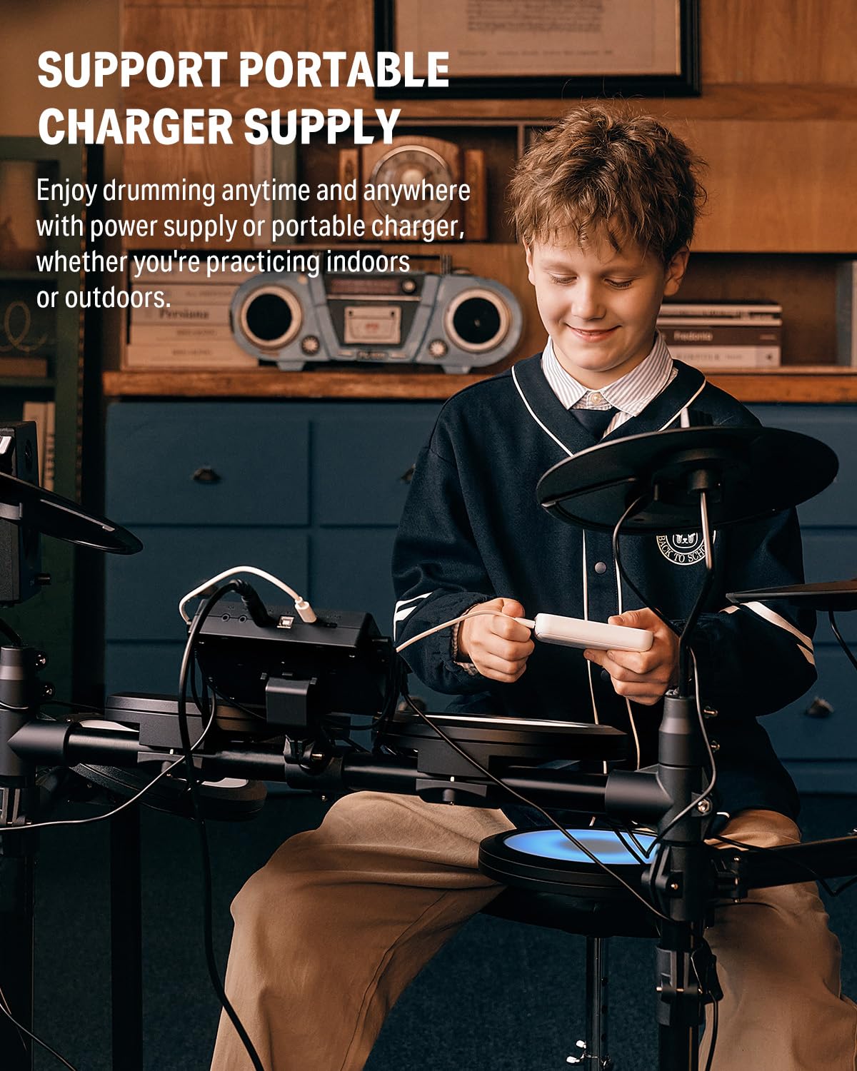 Donner Electric Drum Set, DED-70 Electronic Drum Kit for Beginner with 150 Sounds, 4 Quiet Mesh Pads, 9" Cymbals, USB MIDI, Type-C Charging, 2 Pedal, Throne, Headphones, Sticks, Melodics Lessons