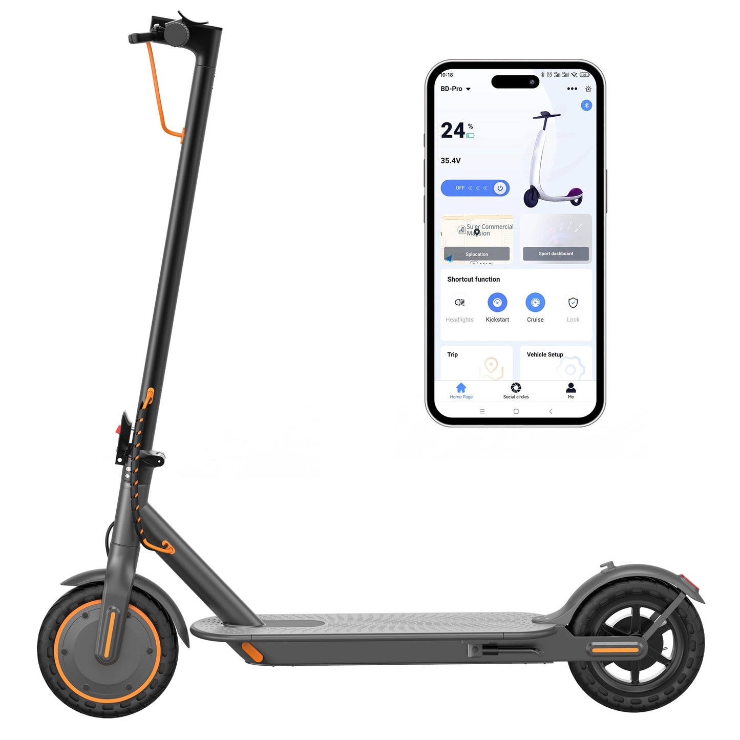 VOLPAM Electric Scooter, 350W/500W Powerful Motor, 8.5"/10" Solid Tires, 19/22Mph, 28/21/12 Miles Range,Dual Braking