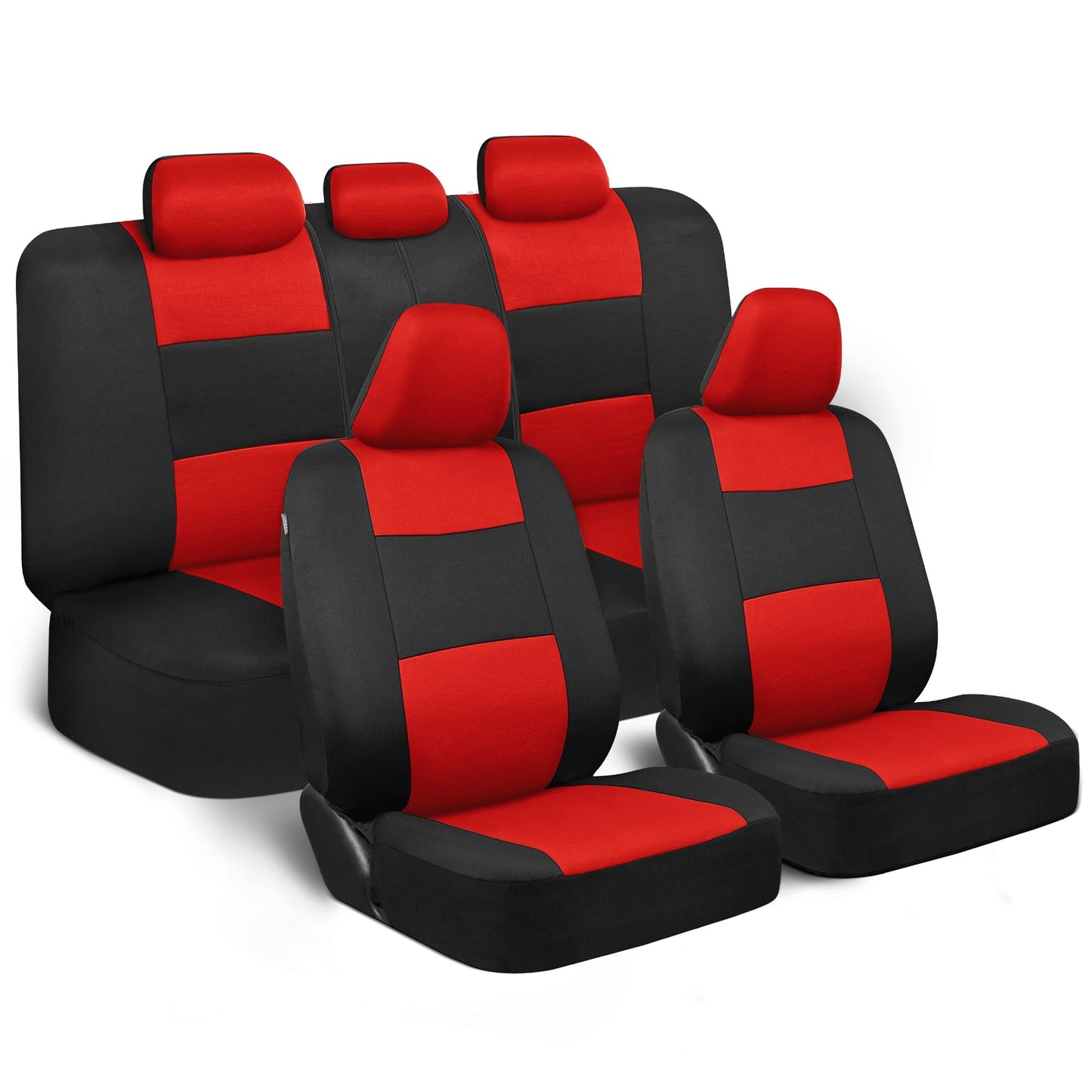 BDK PolyPro Car Seat Covers Full Set in Charcoal on Black – Front and Rear Split Bench for Cars, Easy to Install Cover Set, Accessories Auto Trucks Van SUV