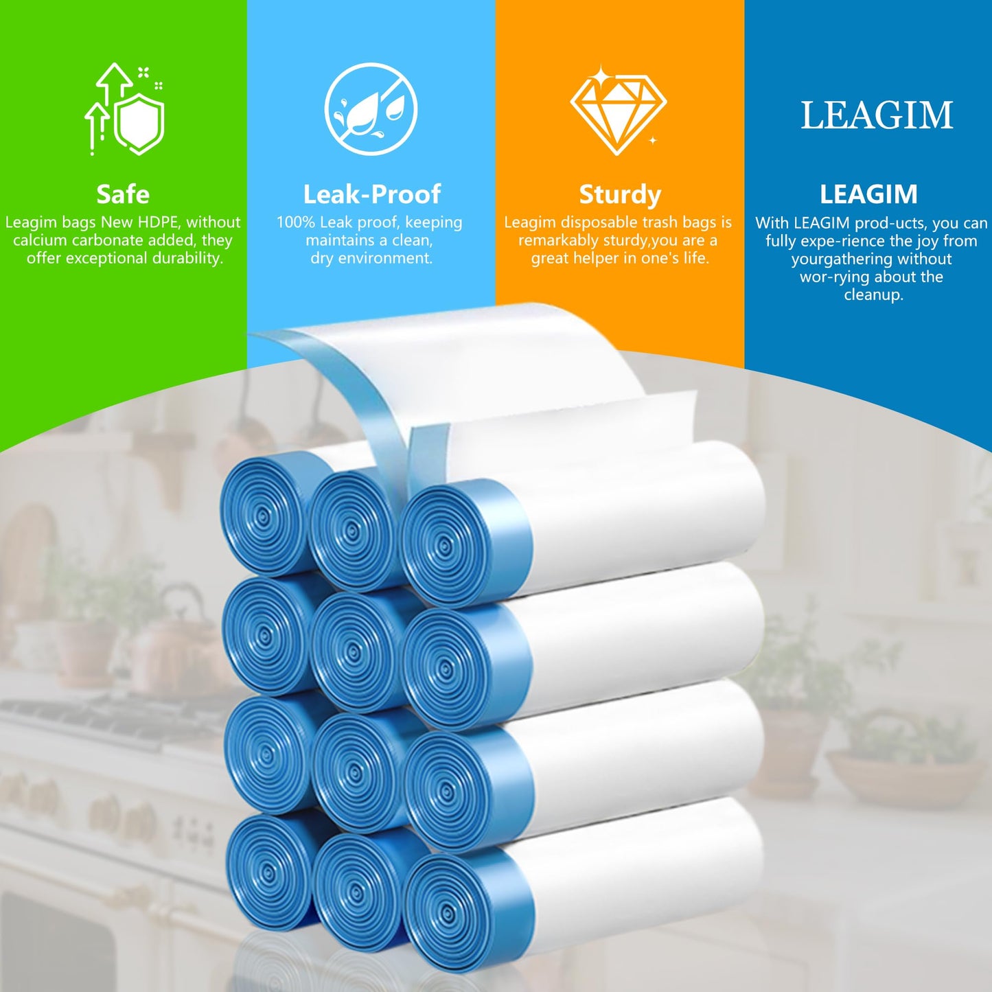 Small Trash Bags 3 Gallon, 360 Count -1.2 Mil Drawstring Mini Garbage Bags, White Plastic Trash Can Liners for Bathroom Accessories, 12 Liter, Bedroom, Dorm Room Essentials, Office