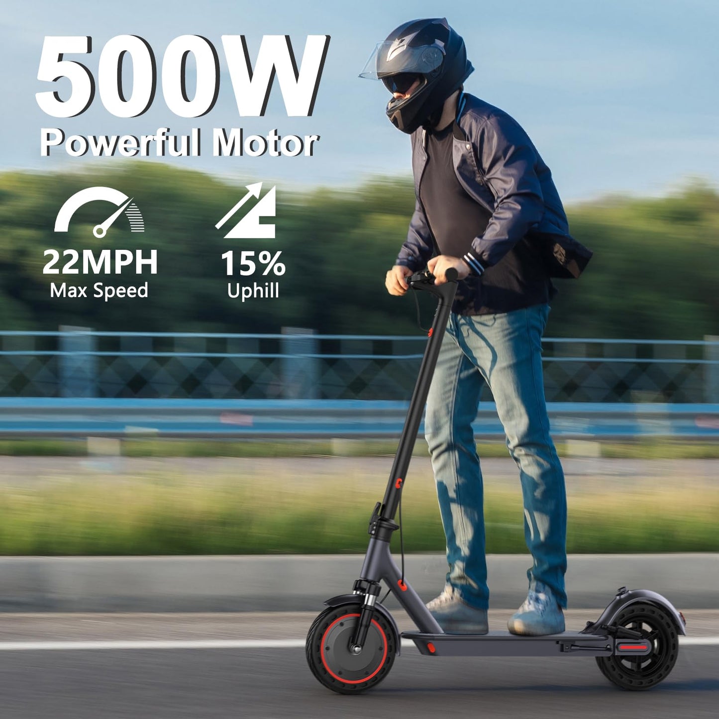 VOLPAM Electric Scooter, 350W/500W Powerful Motor, 8.5"/10" Solid Tires, 19/22Mph, 28/21/12 Miles Range,Dual Braking