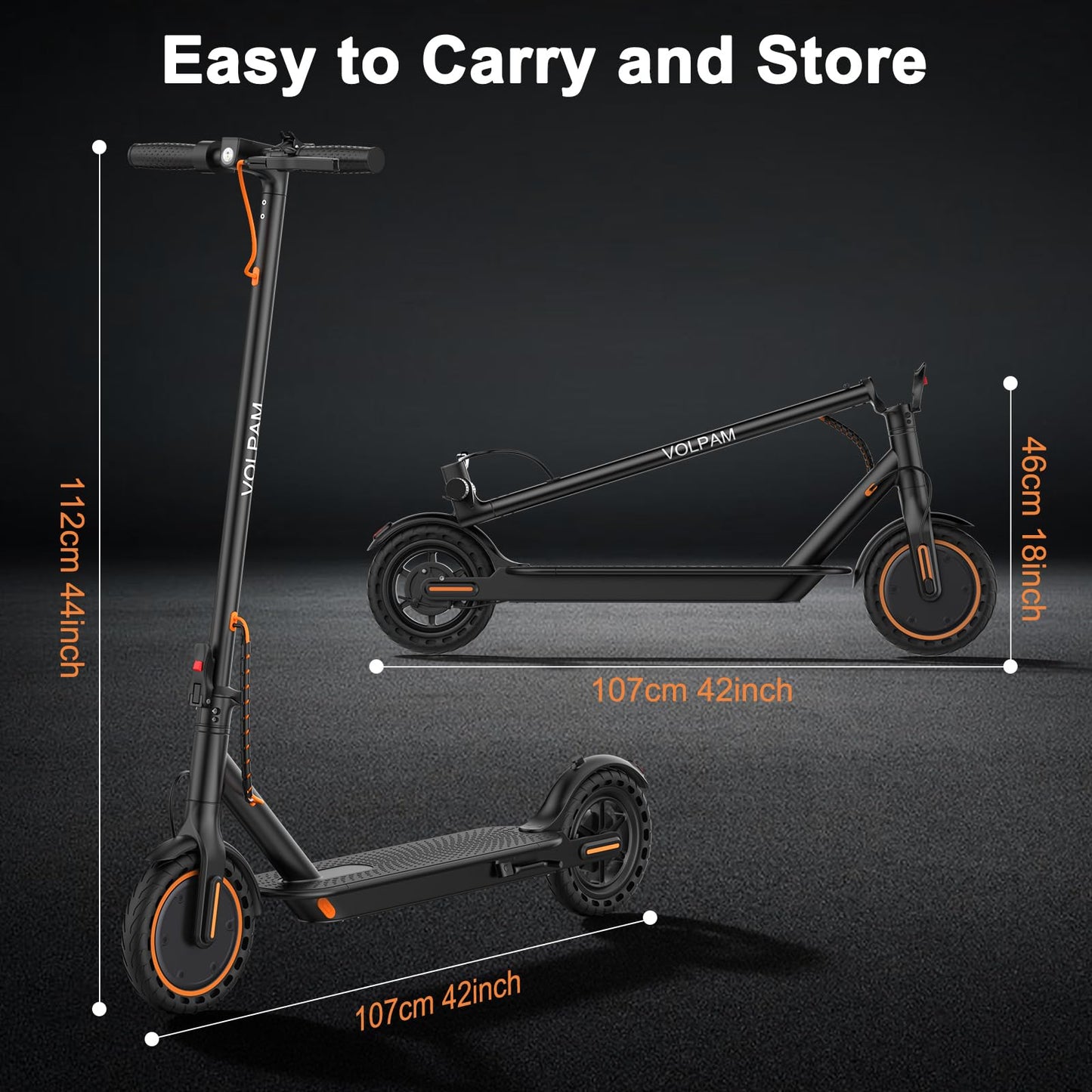 VOLPAM Electric Scooter, 350W/500W Powerful Motor, 8.5"/10" Solid Tires, 19/22Mph, 28/21/12 Miles Range,Dual Braking