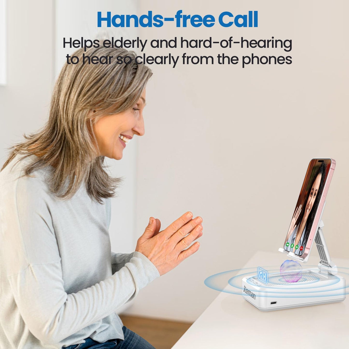 Cell Phone Stand with Wireless Bluetooth Speaker and Anti-Slip Base HD Surround Sound Perfect for Home and Outdoors with Bluetooth Speaker for Desk Compatible with iPhone/ipad/Samsung Galaxy