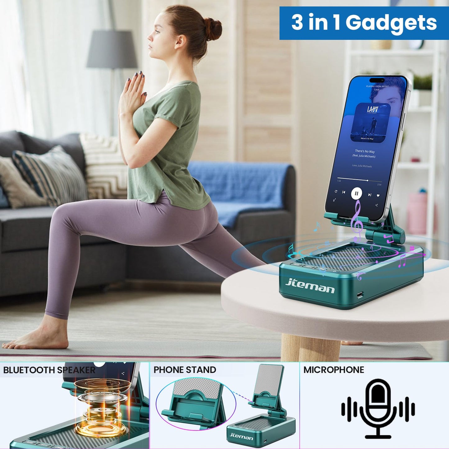 Cell Phone Stand with Wireless Bluetooth Speaker and Anti-Slip Base HD Surround Sound Perfect for Home and Outdoors with Bluetooth Speaker for Desk Compatible with iPhone/ipad/Samsung Galaxy