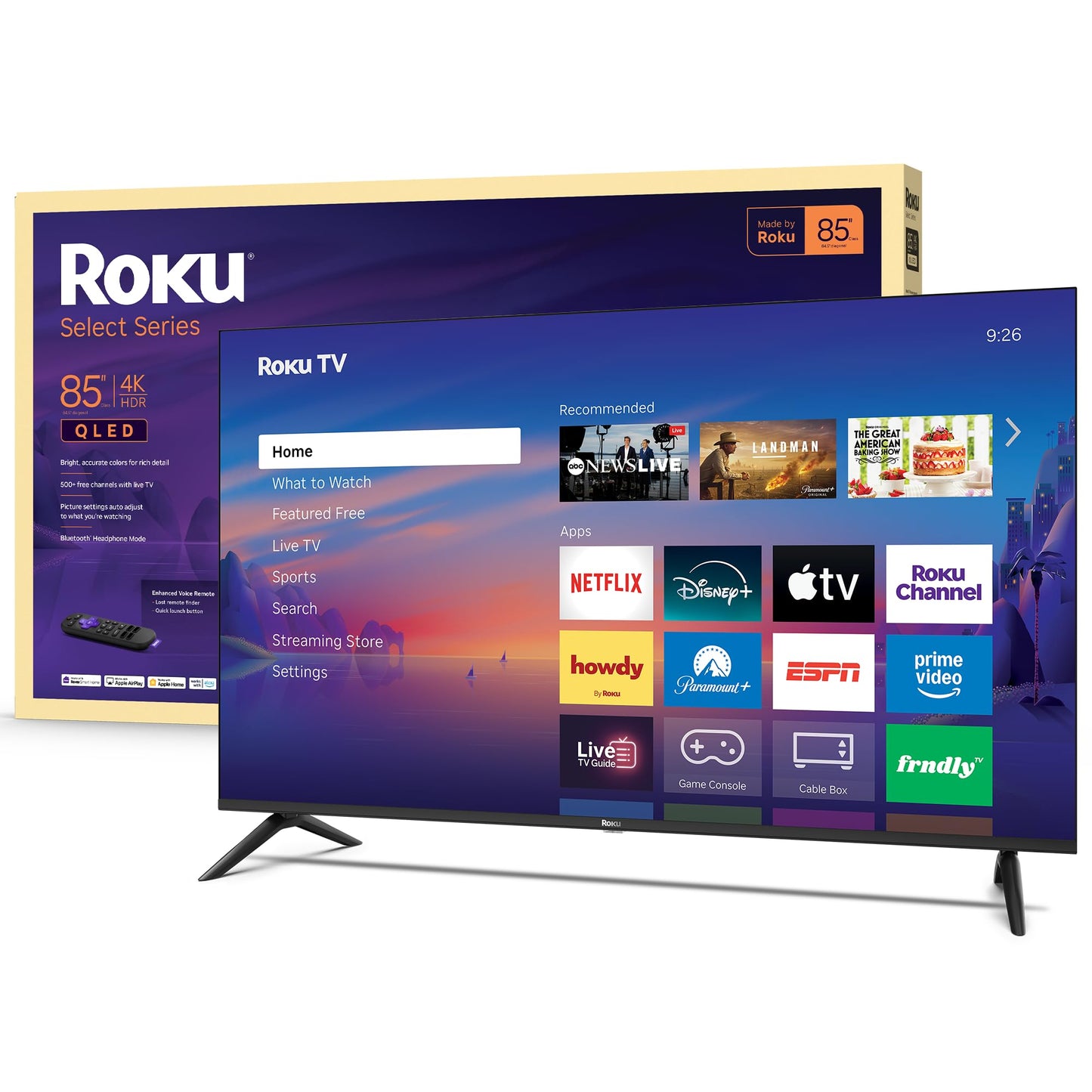 Roku Smart TV 2026 – 55-Inch Select Series, 4K QLED TV – Roku TV with Voice Remote – Flat Screen QLED Television with Wi-Fi for Streaming Live Local News, Sports, & Movies – Bluetooth Headphone Mode