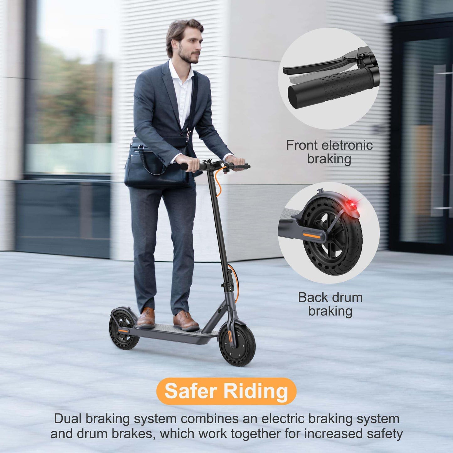 VOLPAM Electric Scooter, 350W/500W Powerful Motor, 8.5"/10" Solid Tires, 19/22Mph, 28/21/12 Miles Range,Dual Braking