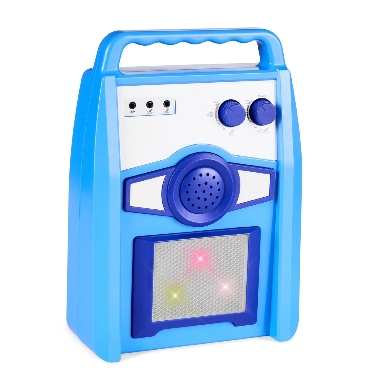 Best Choice Products Kids Electric Guitar Set with Microphone & Amp, Interactive Musical Toy for Boys & Girls, Lights & Sounds, Demo Songs, AUX Input, DIY Stickers - Blue