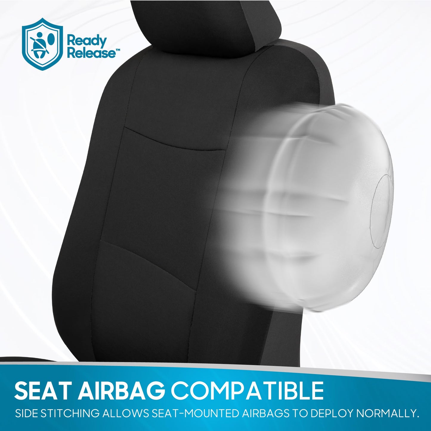 BDK PolyPro Car Seat Covers Full Set in Charcoal on Black – Front and Rear Split Bench for Cars, Easy to Install Cover Set, Accessories Auto Trucks Van SUV