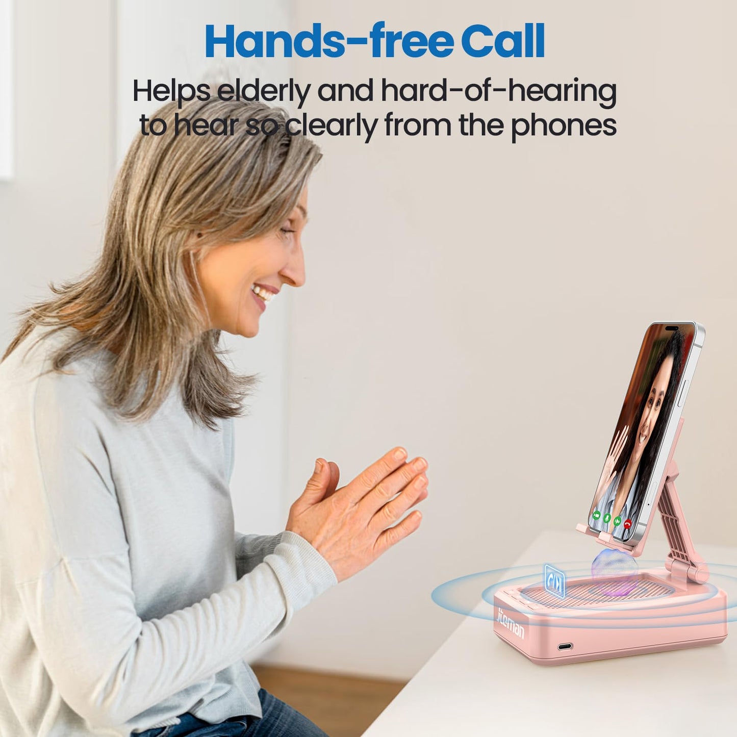 Cell Phone Stand with Wireless Bluetooth Speaker and Anti-Slip Base HD Surround Sound Perfect for Home and Outdoors with Bluetooth Speaker for Desk Compatible with iPhone/ipad/Samsung Galaxy