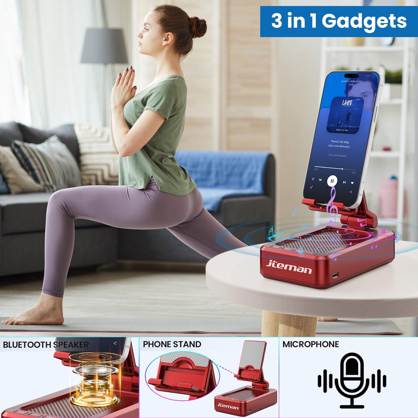 Cell Phone Stand with Wireless Bluetooth Speaker and Anti-Slip Base HD Surround Sound Perfect for Home and Outdoors with Bluetooth Speaker for Desk Compatible with iPhone/ipad/Samsung Galaxy