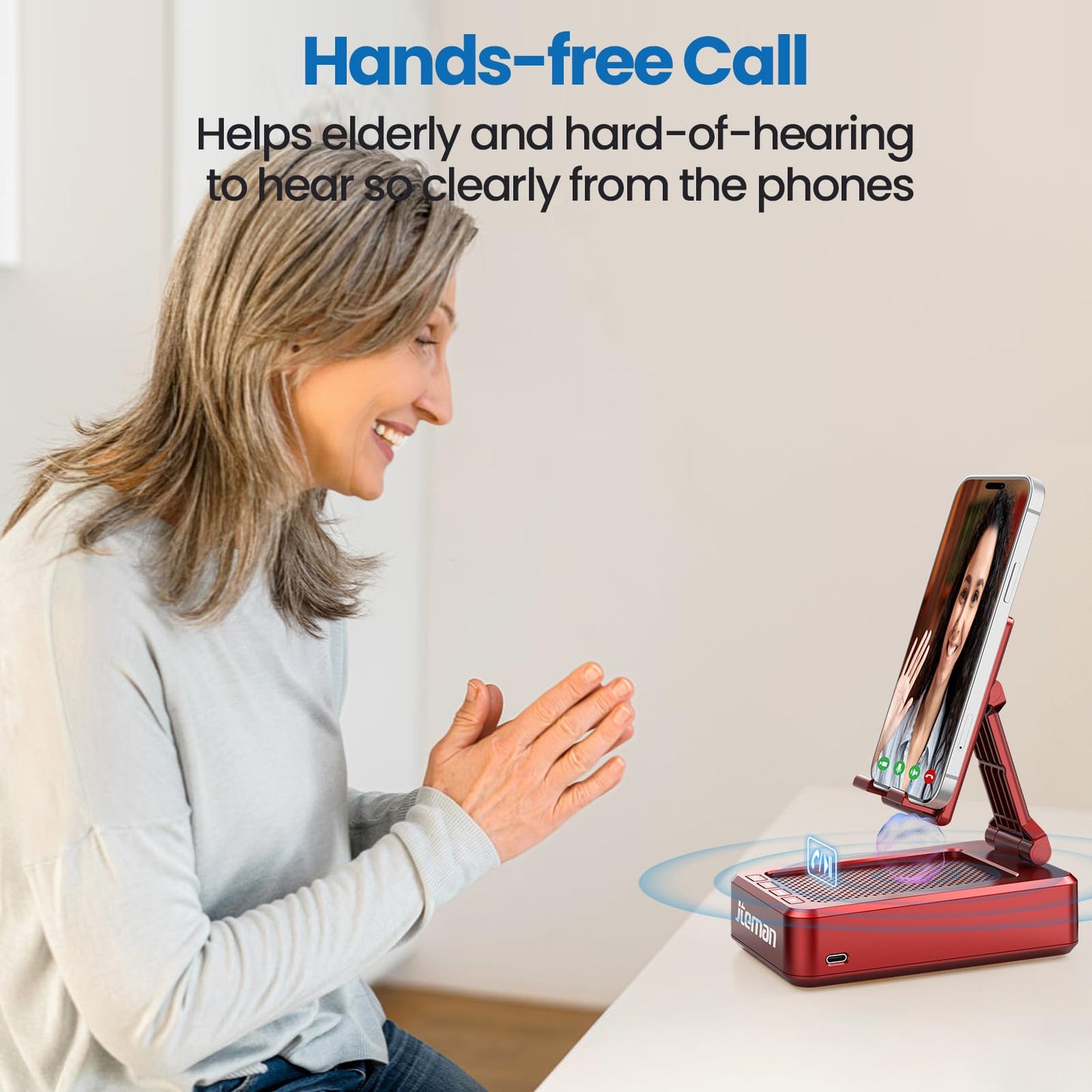 Cell Phone Stand with Wireless Bluetooth Speaker and Anti-Slip Base HD Surround Sound Perfect for Home and Outdoors with Bluetooth Speaker for Desk Compatible with iPhone/ipad/Samsung Galaxy