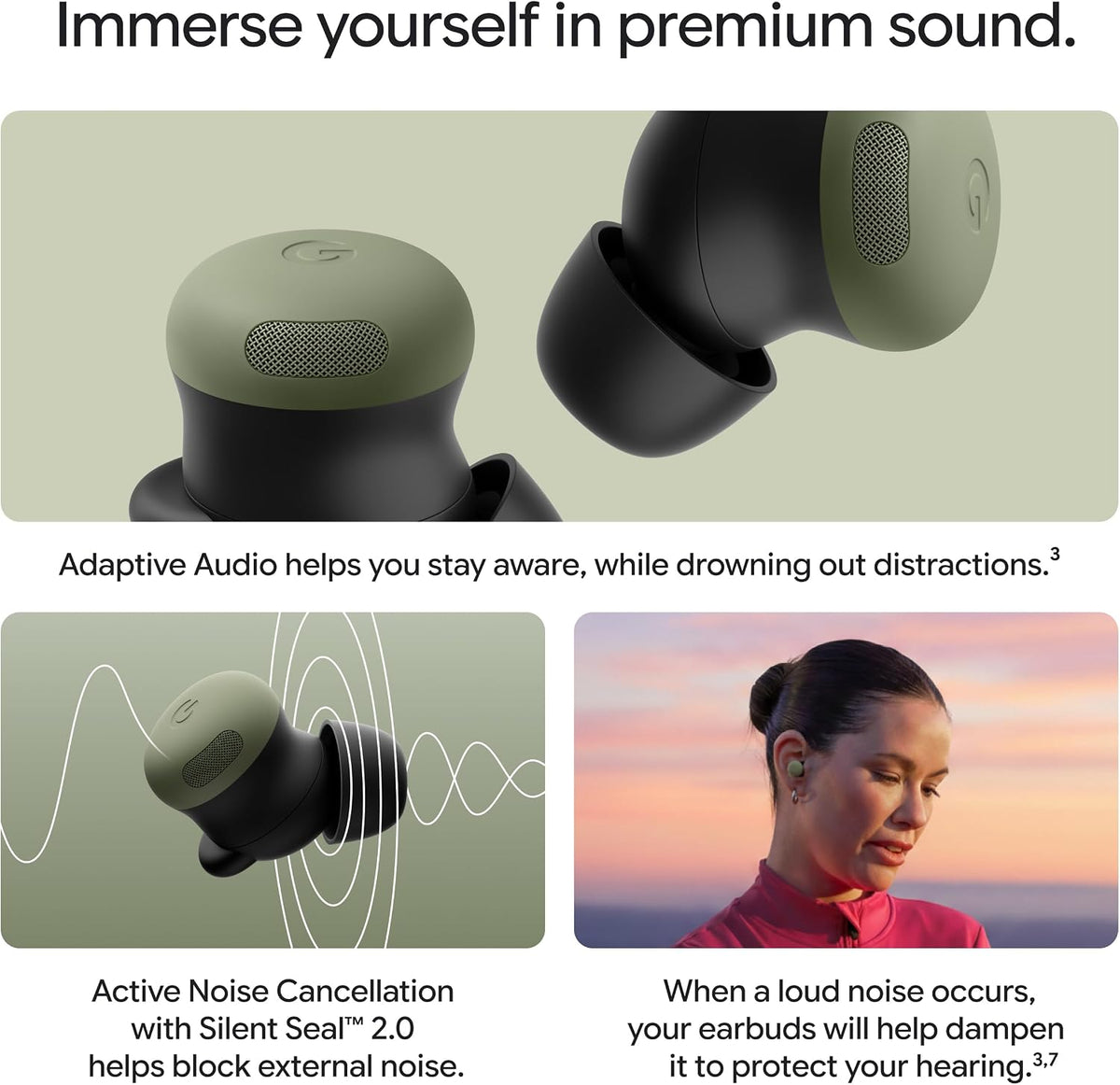 Google Pixel Buds Pro 2 Wireless Earbuds - Active Noise Canceling Bluetooth Earbuds - Olive