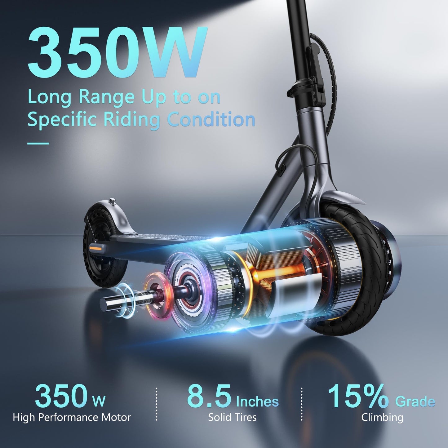VOLPAM Electric Scooter, 350W/500W Powerful Motor, 8.5"/10" Solid Tires, 19/22Mph, 28/21/12 Miles Range,Dual Braking