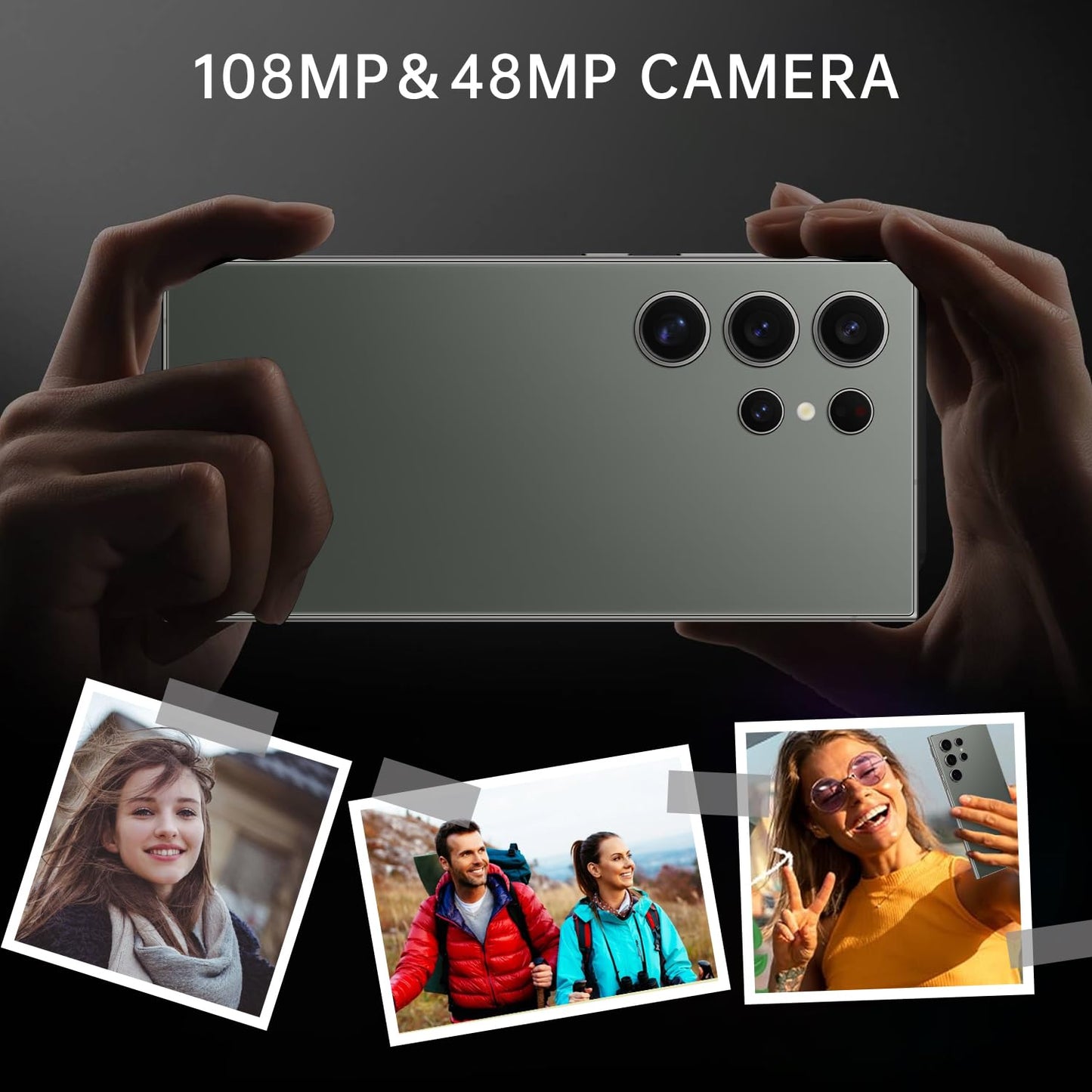 C24 Ultra Unlocked Cell Phones Smartphone 8+256GB/Dual SIM/108MP+48MP Camera/Built-in Pen (Light Cyan)