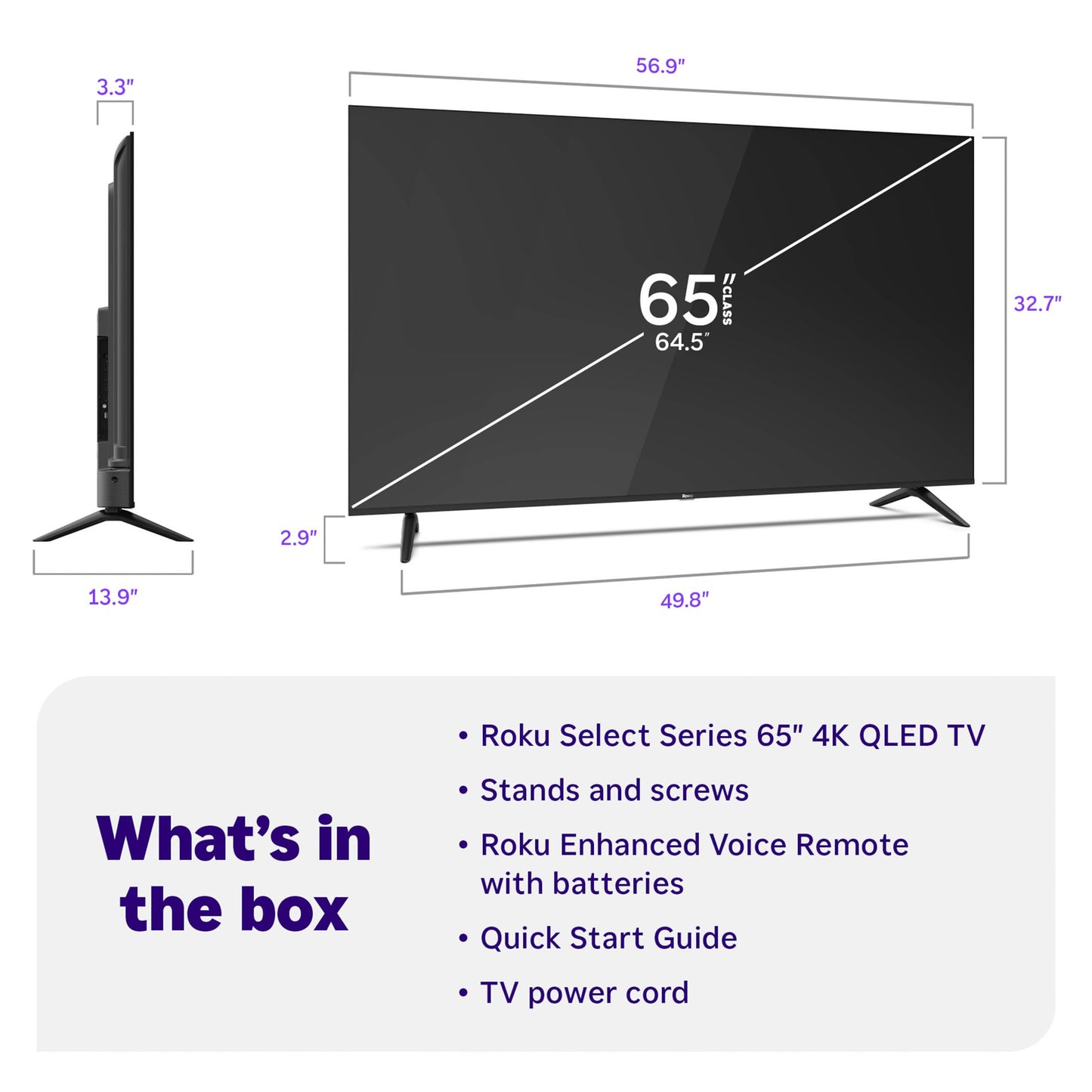 Roku Smart TV 2026 – 55-Inch Select Series, 4K QLED TV – Roku TV with Voice Remote – Flat Screen QLED Television with Wi-Fi for Streaming Live Local News, Sports, & Movies – Bluetooth Headphone Mode