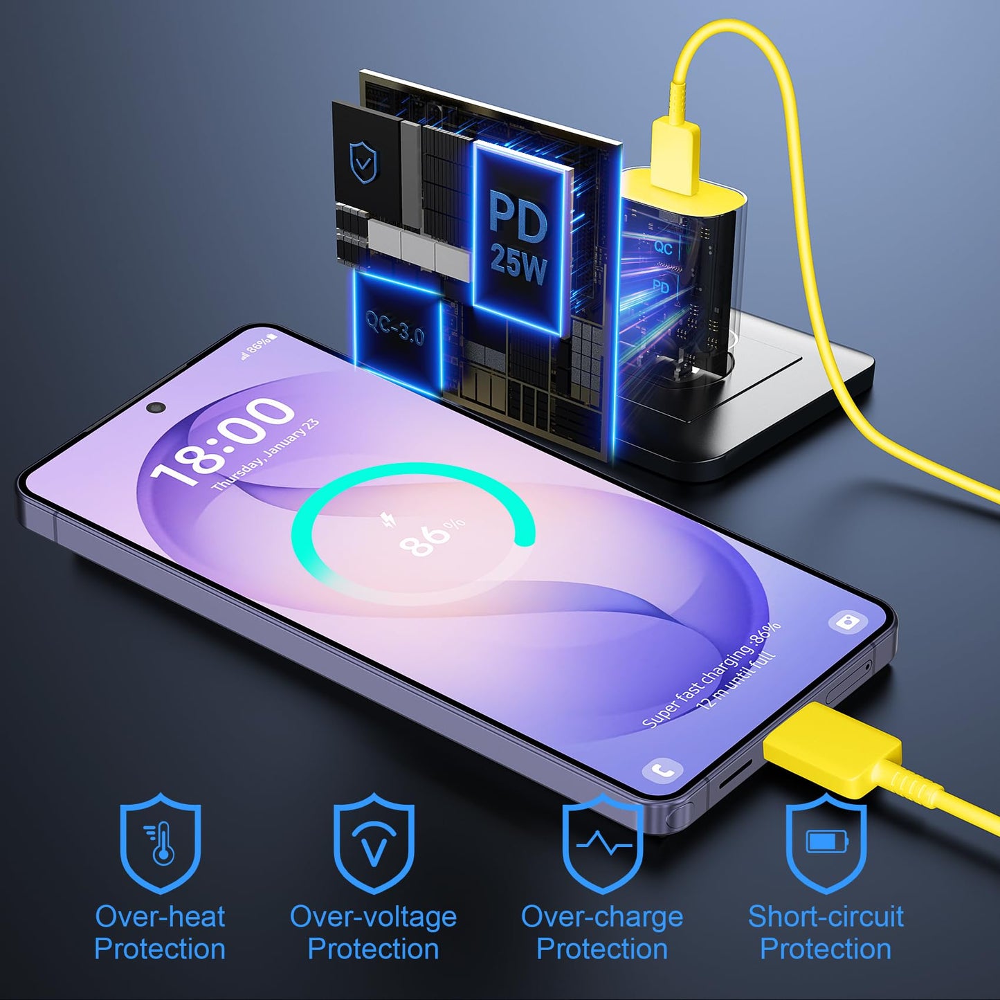 Super Fast Charger Type C, 25W USB C Wall Charger Fast Charging for Samsung Galaxy S26 Ultra/S26/S26+/S25 Ultra/S25/24 Ultra/S24/S23 Ultra/S22 Ultra with 10FT Long Android Type C Charger Cable 2Pack