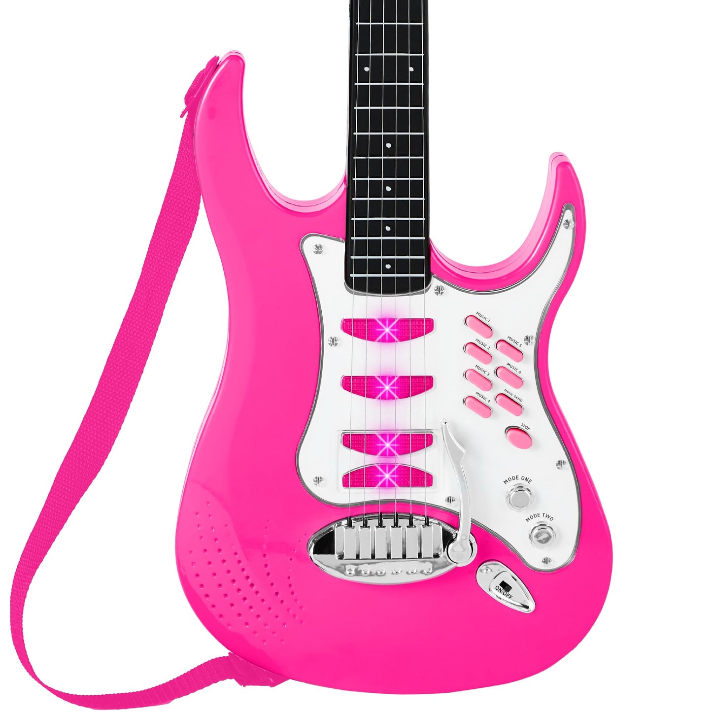 Best Choice Products Kids Electric Guitar Set with Microphone & Amp, Interactive Musical Toy for Boys & Girls, Lights & Sounds, Demo Songs, AUX Input, DIY Stickers - Blue