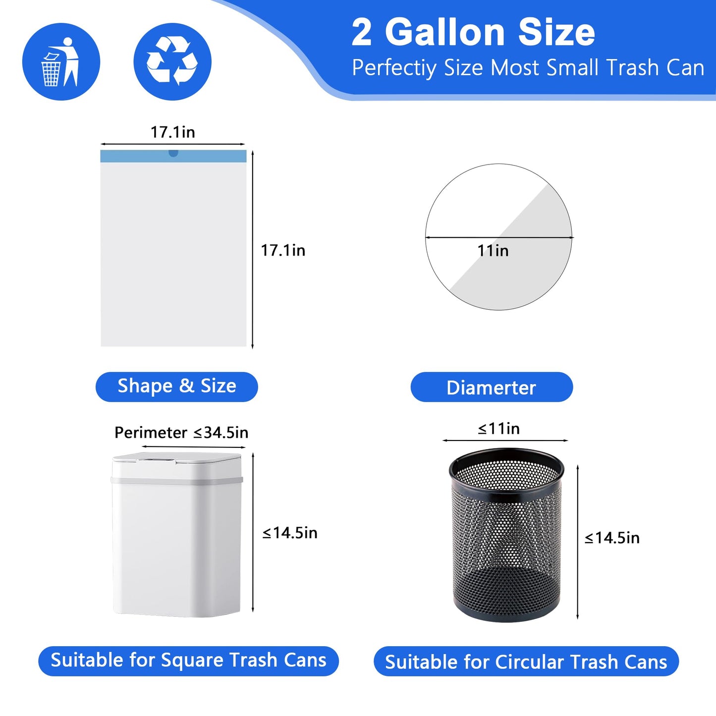 Small Trash Bags 3 Gallon, 360 Count -1.2 Mil Drawstring Mini Garbage Bags, White Plastic Trash Can Liners for Bathroom Accessories, 12 Liter, Bedroom, Dorm Room Essentials, Office