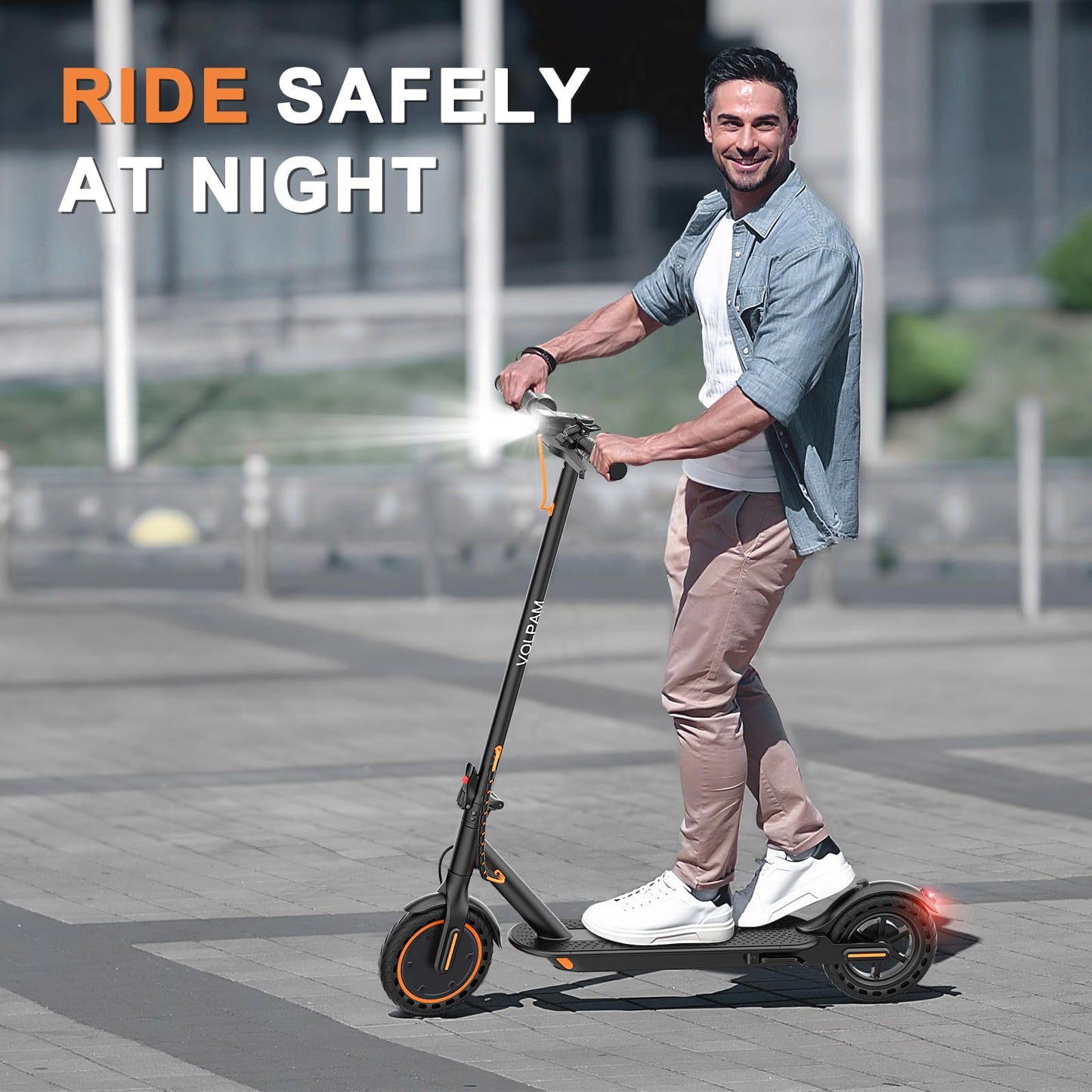 VOLPAM Electric Scooter, 350W/500W Powerful Motor, 8.5"/10" Solid Tires, 19/22Mph, 28/21/12 Miles Range,Dual Braking