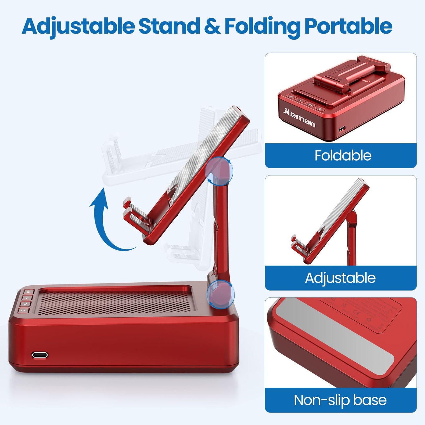 Cell Phone Stand with Wireless Bluetooth Speaker and Anti-Slip Base HD Surround Sound Perfect for Home and Outdoors with Bluetooth Speaker for Desk Compatible with iPhone/ipad/Samsung Galaxy