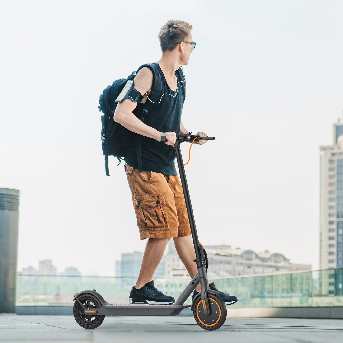 VOLPAM Electric Scooter, 350W/500W Powerful Motor, 8.5"/10" Solid Tires, 19/22Mph, 28/21/12 Miles Range,Dual Braking