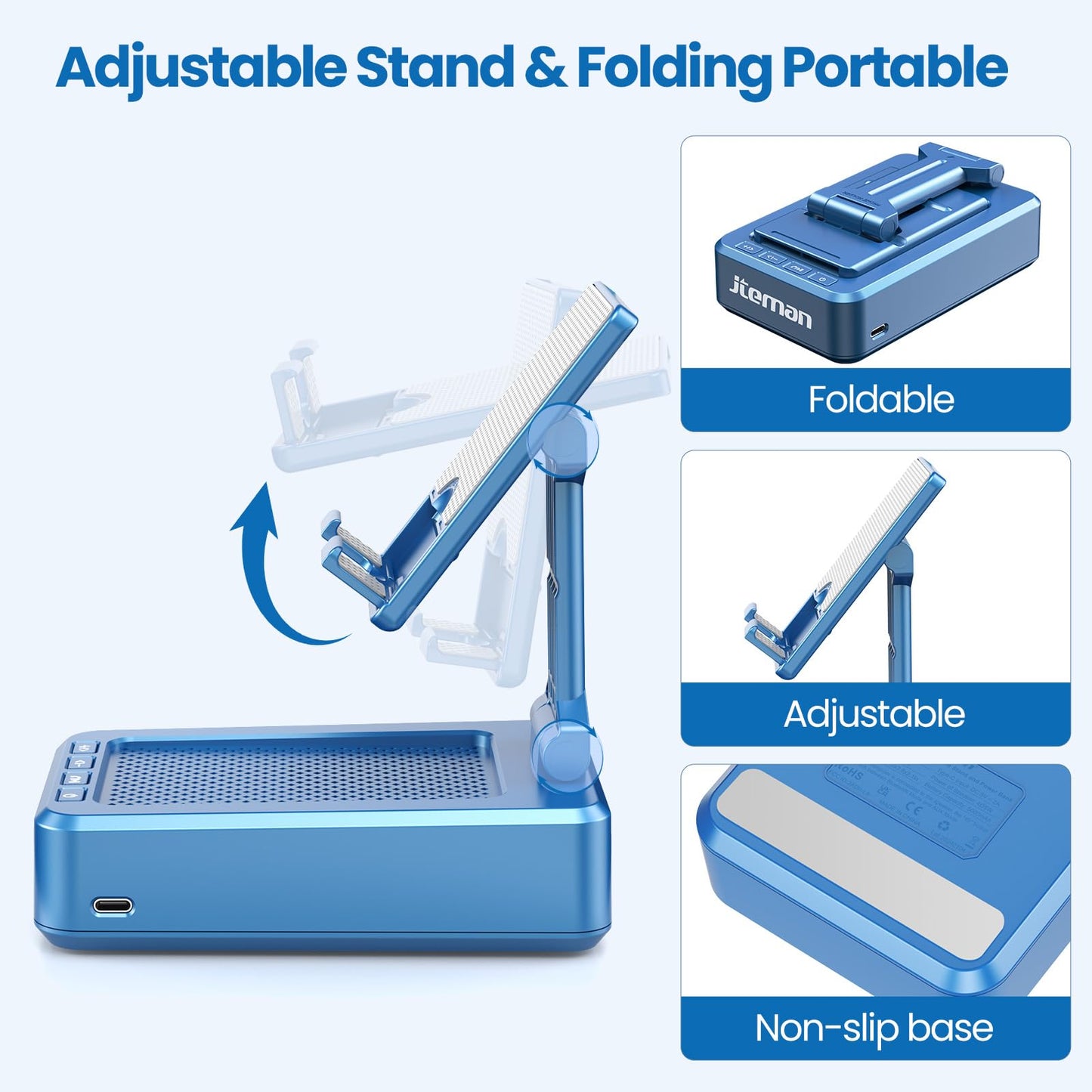 Cell Phone Stand with Wireless Bluetooth Speaker and Anti-Slip Base HD Surround Sound Perfect for Home and Outdoors with Bluetooth Speaker for Desk Compatible with iPhone/ipad/Samsung Galaxy