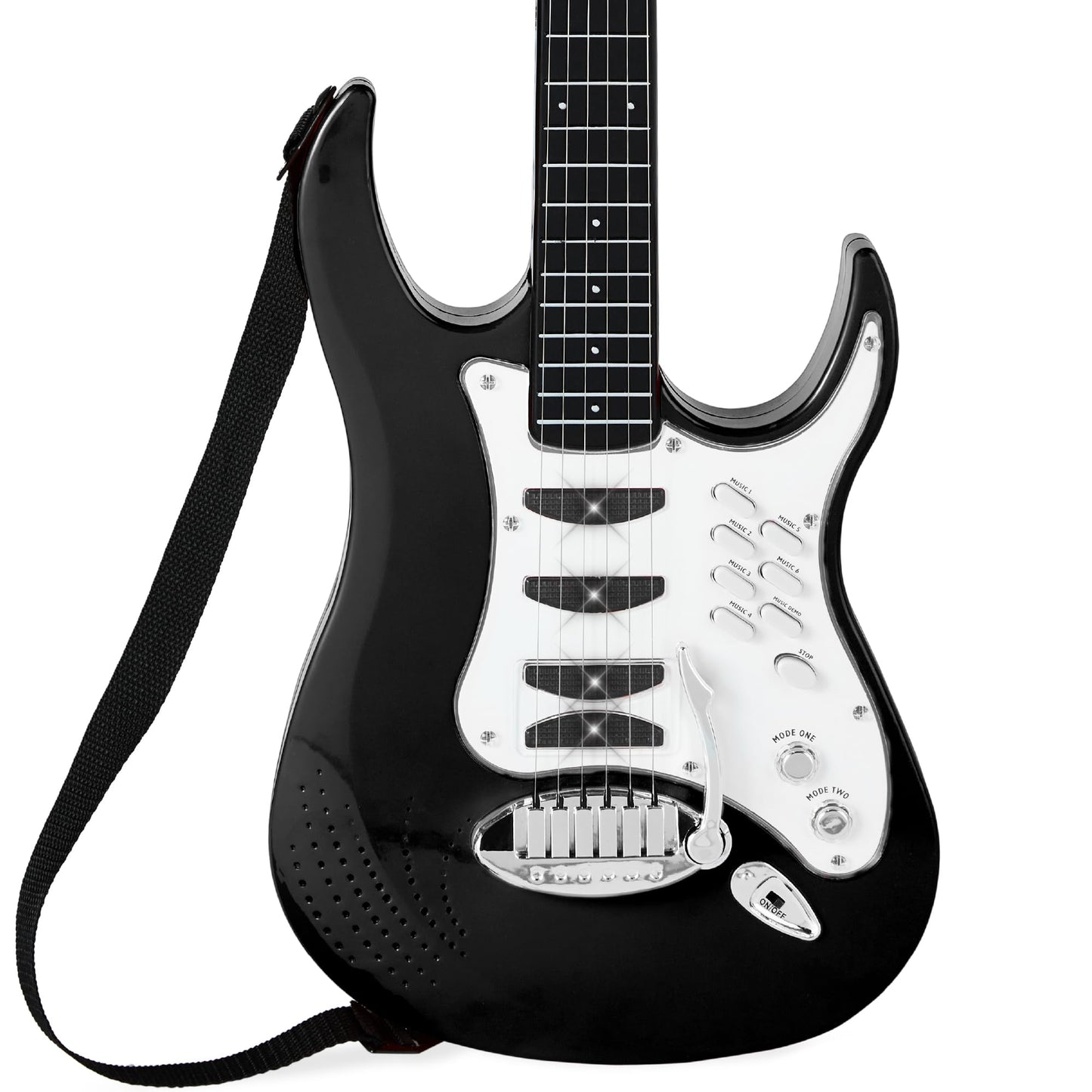 Best Choice Products Kids Electric Guitar Set with Microphone & Amp, Interactive Musical Toy for Boys & Girls, Lights & Sounds, Demo Songs, AUX Input, DIY Stickers - Blue