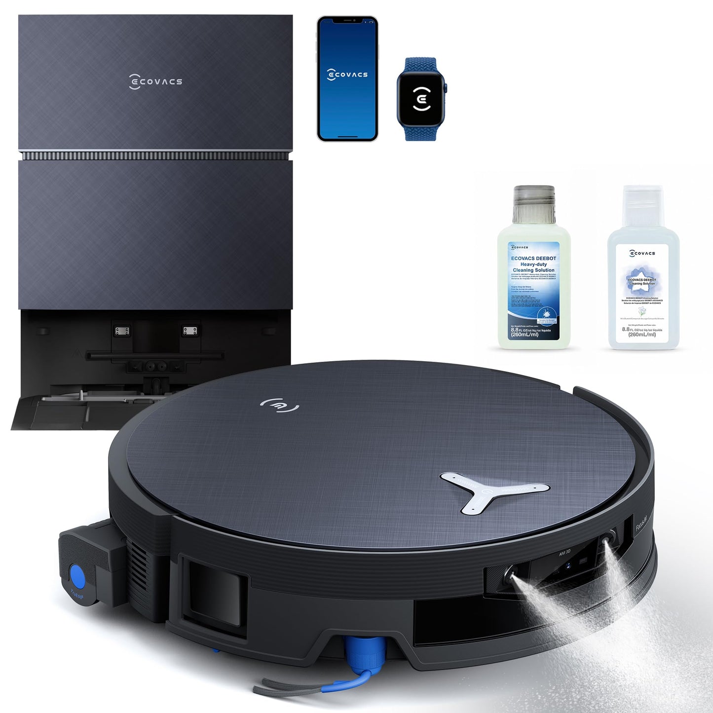 ECOVACS DEEBOT X12 OMNICYCLONE Robot Vacuum and Mop, FocusJet Pre-Spray, Bagless Station, OZMO Roller Instant Self Washing, Blast 22000Pa Suction, ZeroTangle, PowerBoost Charging for Large House