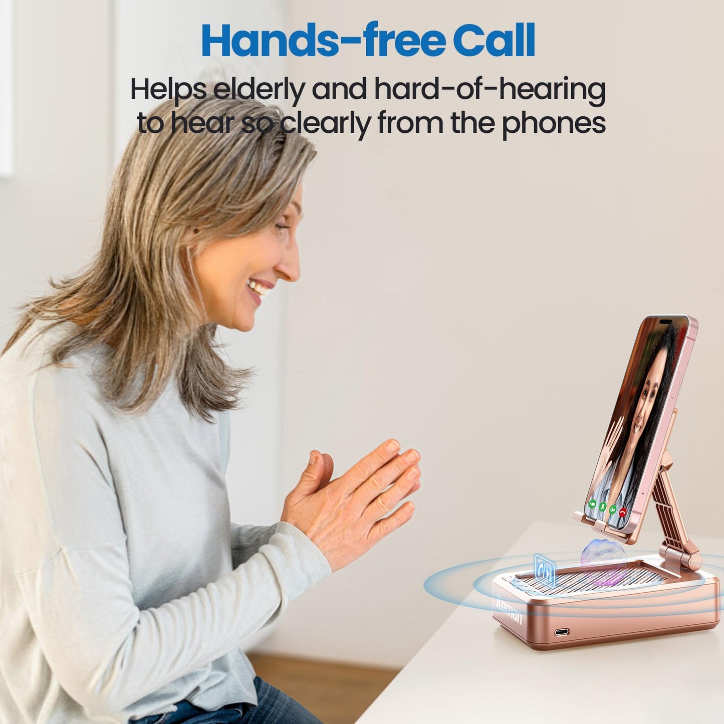 Cell Phone Stand with Wireless Bluetooth Speaker and Anti-Slip Base HD Surround Sound Perfect for Home and Outdoors with Bluetooth Speaker for Desk Compatible with iPhone/ipad/Samsung Galaxy