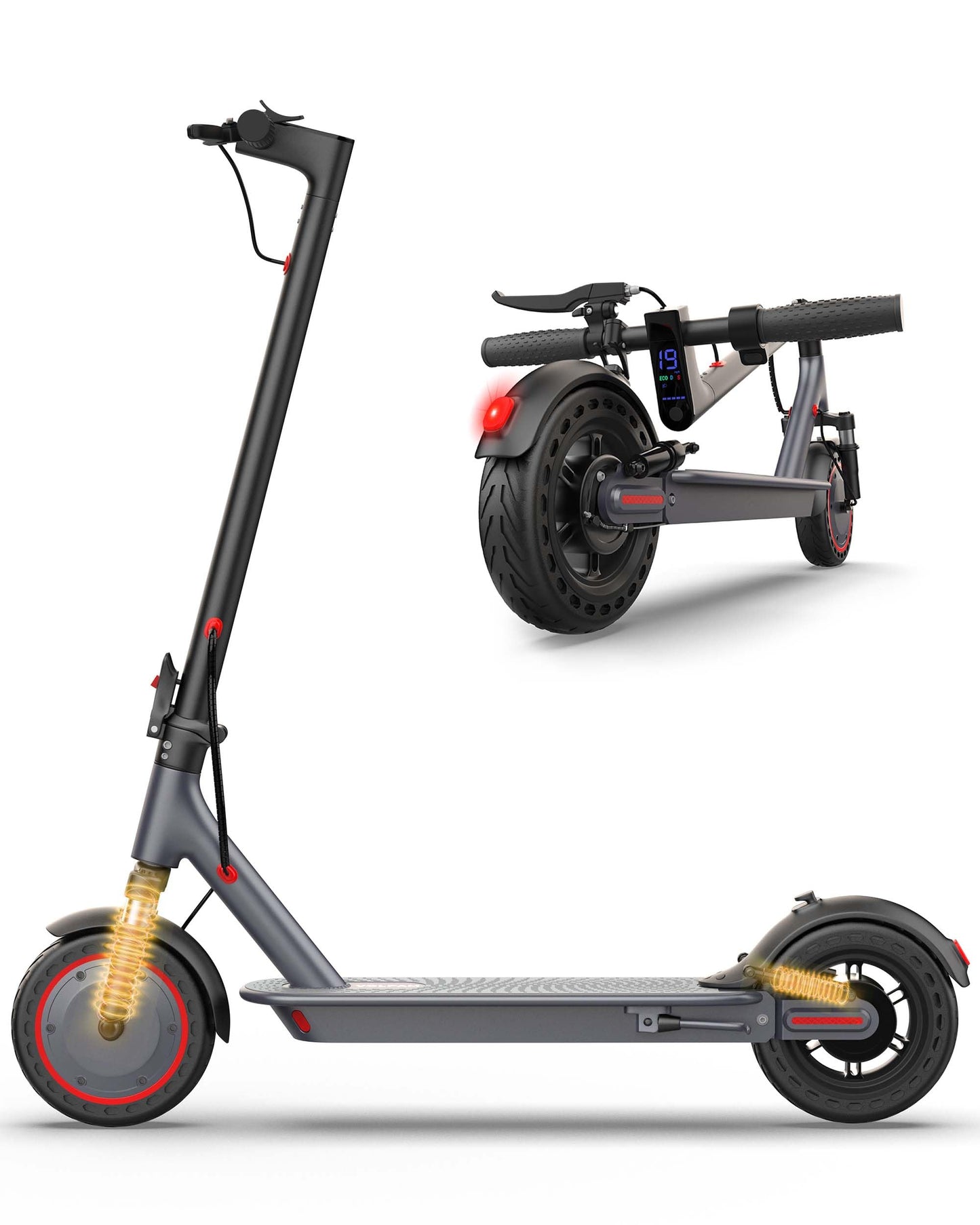 VOLPAM Electric Scooter, 350W/500W Powerful Motor, 8.5"/10" Solid Tires, 19/22Mph, 28/21/12 Miles Range,Dual Braking