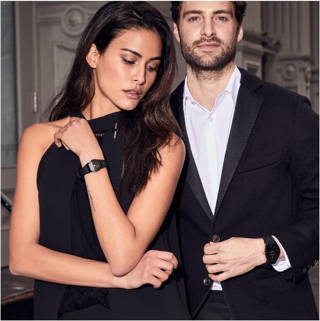 Bulova Latin Grammy Gemini Quartz Rose Gold Stainless Steel Accent with Curved Mineral Crystal and Black Silicone Strap Watch, Ladies