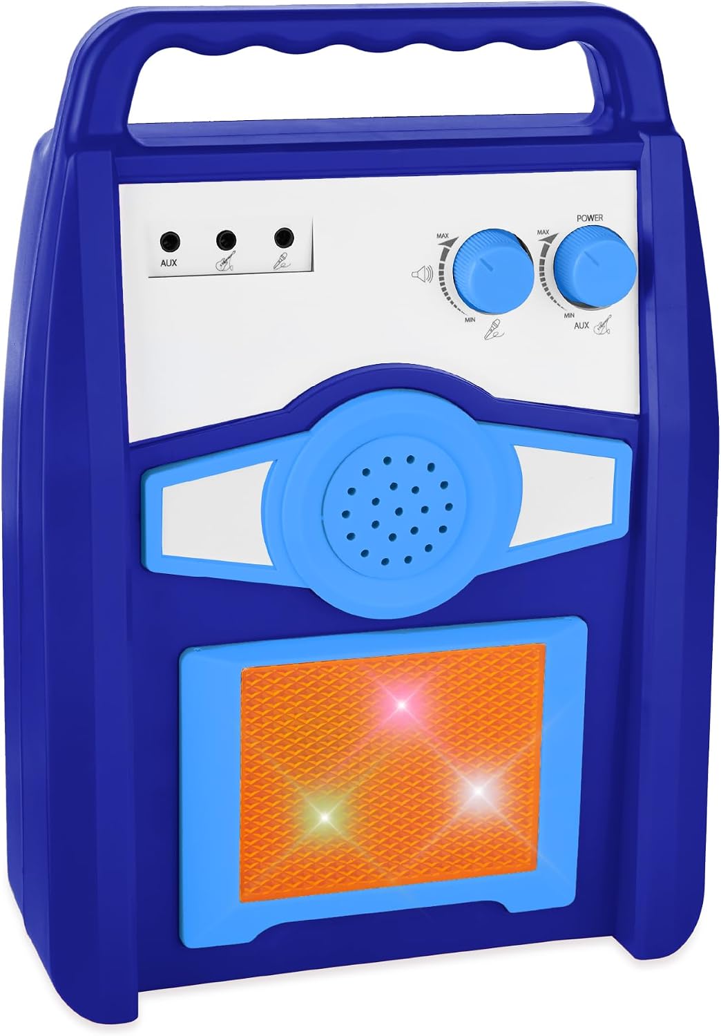 Best Choice Products Kids Electric Guitar Set with Microphone & Amp, Interactive Musical Toy for Boys & Girls, Lights & Sounds, Demo Songs, AUX Input, DIY Stickers - Blue