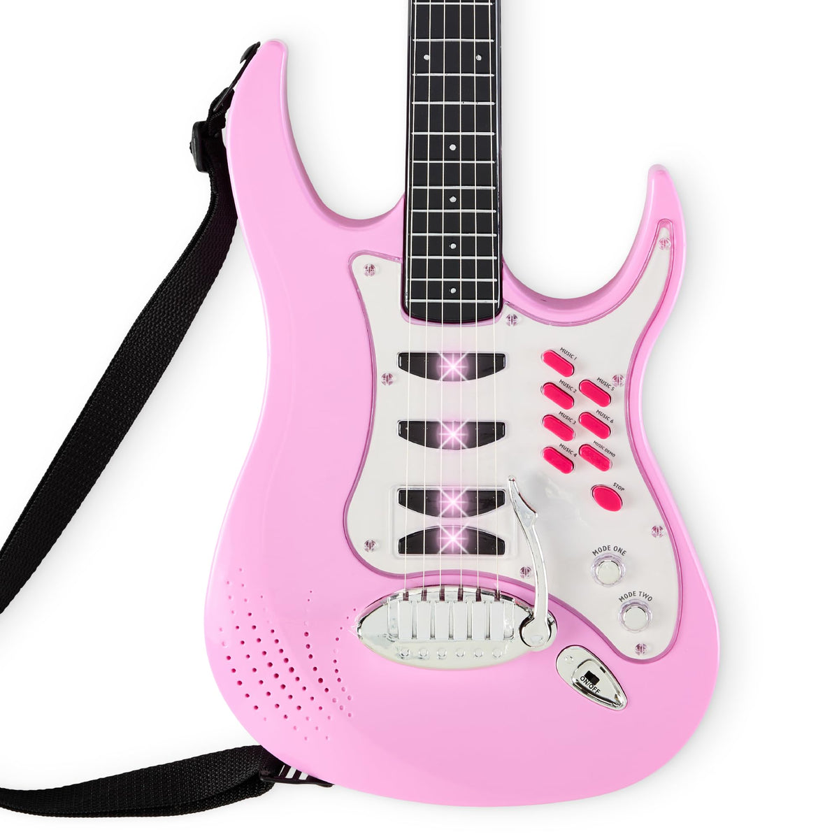 Best Choice Products Kids Electric Guitar Set with Microphone & Amp, Interactive Musical Toy for Boys & Girls, Lights & Sounds, Demo Songs, AUX Input, DIY Stickers - Blue