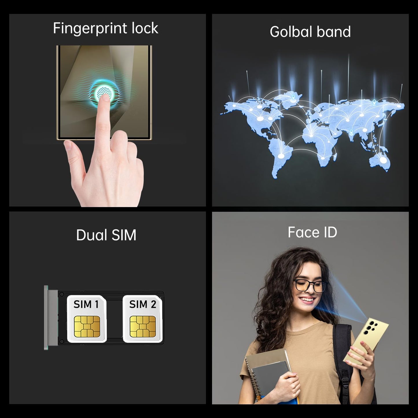 C24 Ultra Unlocked Cell Phones Smartphone 8+256GB/Dual SIM/108MP+48MP Camera/Built-in Pen (Light Cyan)