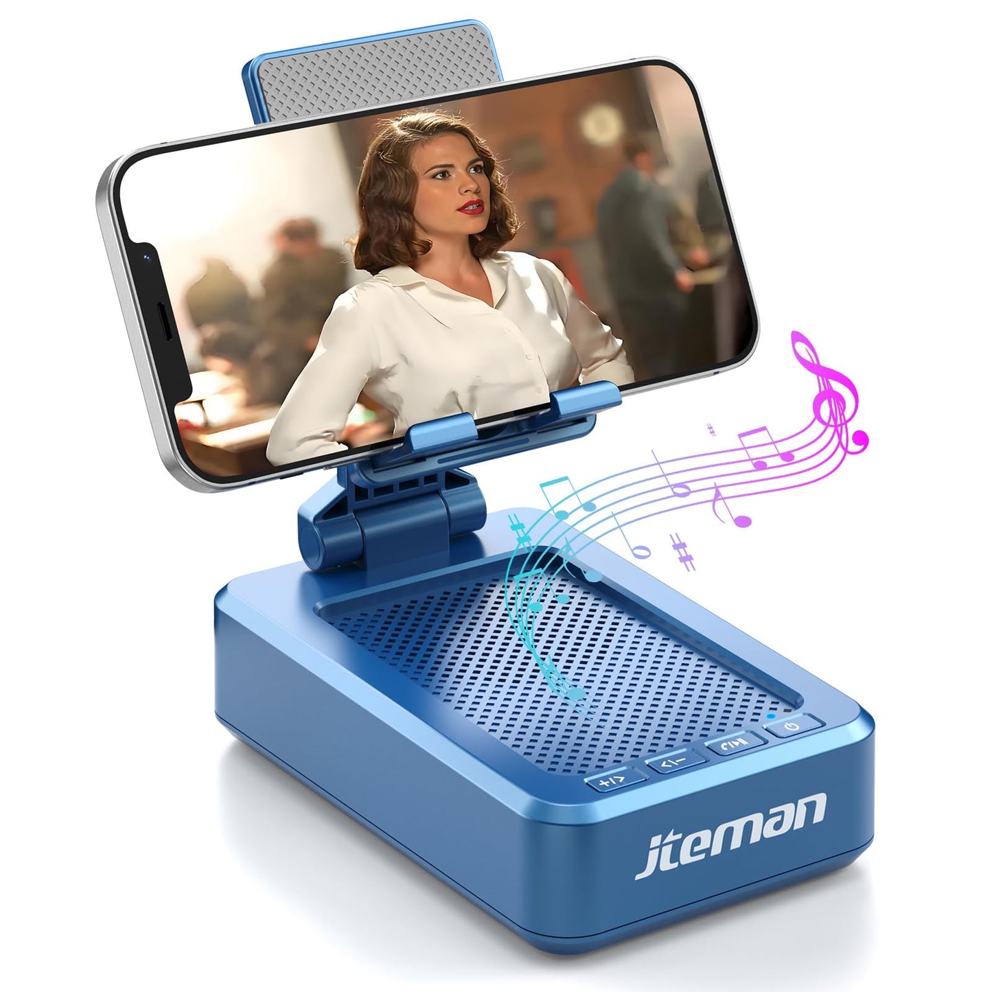 Cell Phone Stand with Wireless Bluetooth Speaker and Anti-Slip Base HD Surround Sound Perfect for Home and Outdoors with Bluetooth Speaker for Desk Compatible with iPhone/ipad/Samsung Galaxy