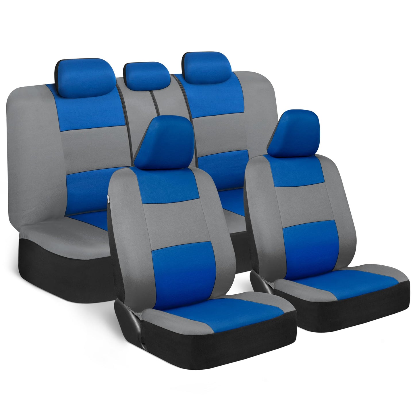 BDK PolyPro Car Seat Covers Full Set in Charcoal on Black – Front and Rear Split Bench for Cars, Easy to Install Cover Set, Accessories Auto Trucks Van SUV