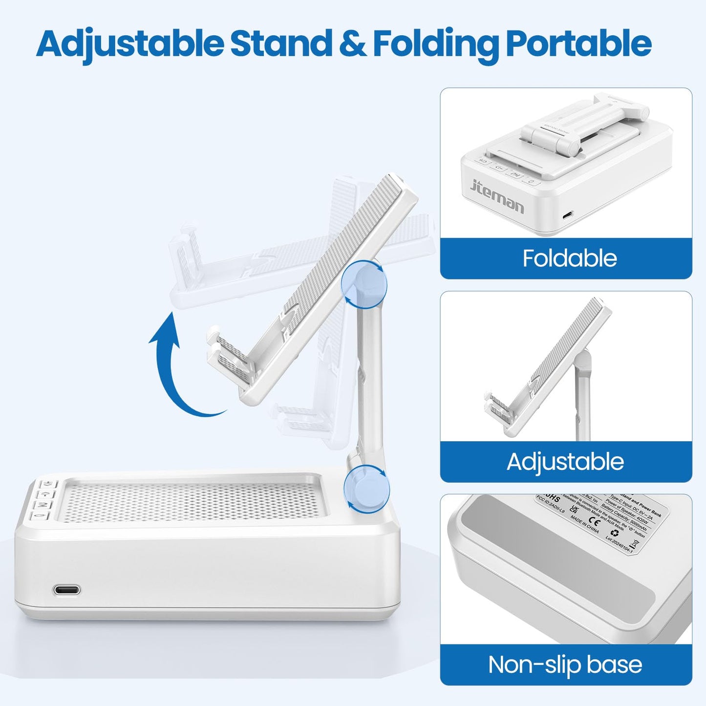 Cell Phone Stand with Wireless Bluetooth Speaker and Anti-Slip Base HD Surround Sound Perfect for Home and Outdoors with Bluetooth Speaker for Desk Compatible with iPhone/ipad/Samsung Galaxy
