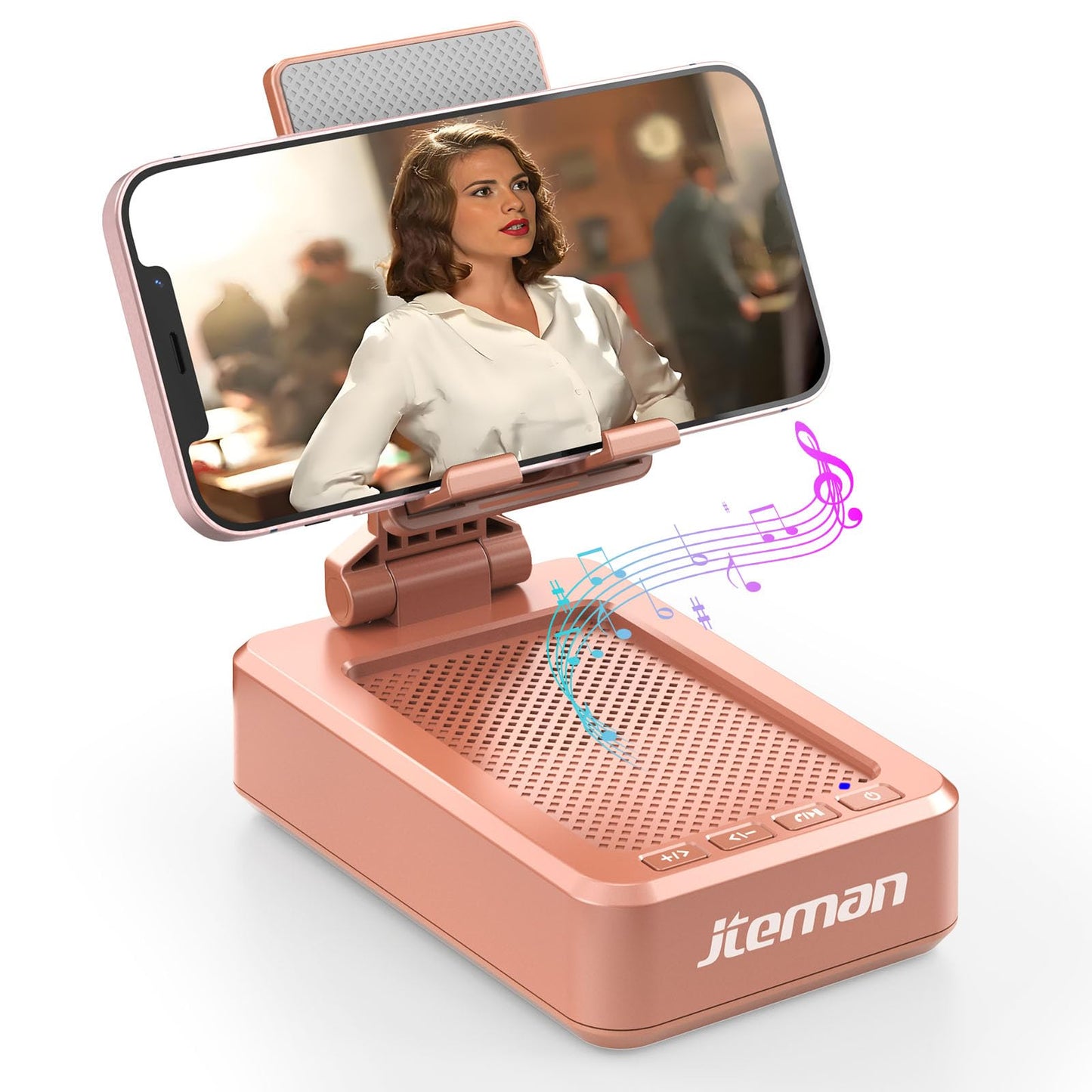 Cell Phone Stand with Wireless Bluetooth Speaker and Anti-Slip Base HD Surround Sound Perfect for Home and Outdoors with Bluetooth Speaker for Desk Compatible with iPhone/ipad/Samsung Galaxy