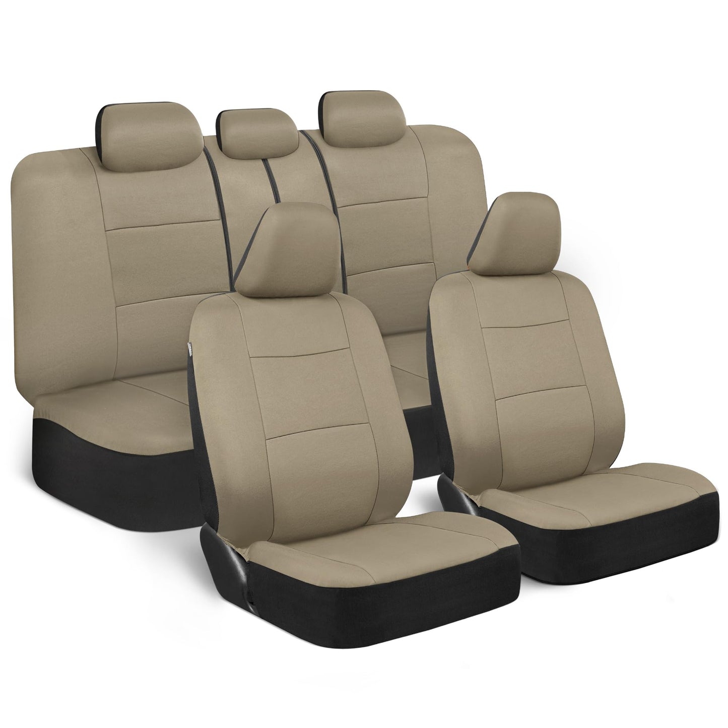 BDK PolyPro Car Seat Covers Full Set in Charcoal on Black – Front and Rear Split Bench for Cars, Easy to Install Cover Set, Accessories Auto Trucks Van SUV