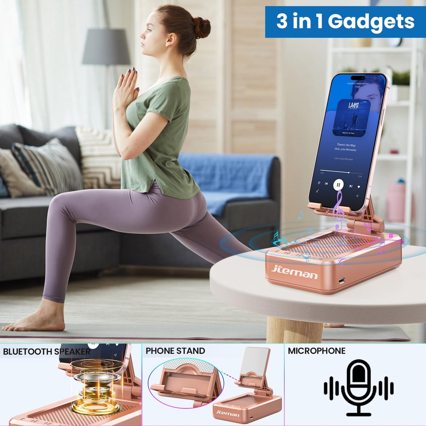 Cell Phone Stand with Wireless Bluetooth Speaker and Anti-Slip Base HD Surround Sound Perfect for Home and Outdoors with Bluetooth Speaker for Desk Compatible with iPhone/ipad/Samsung Galaxy
