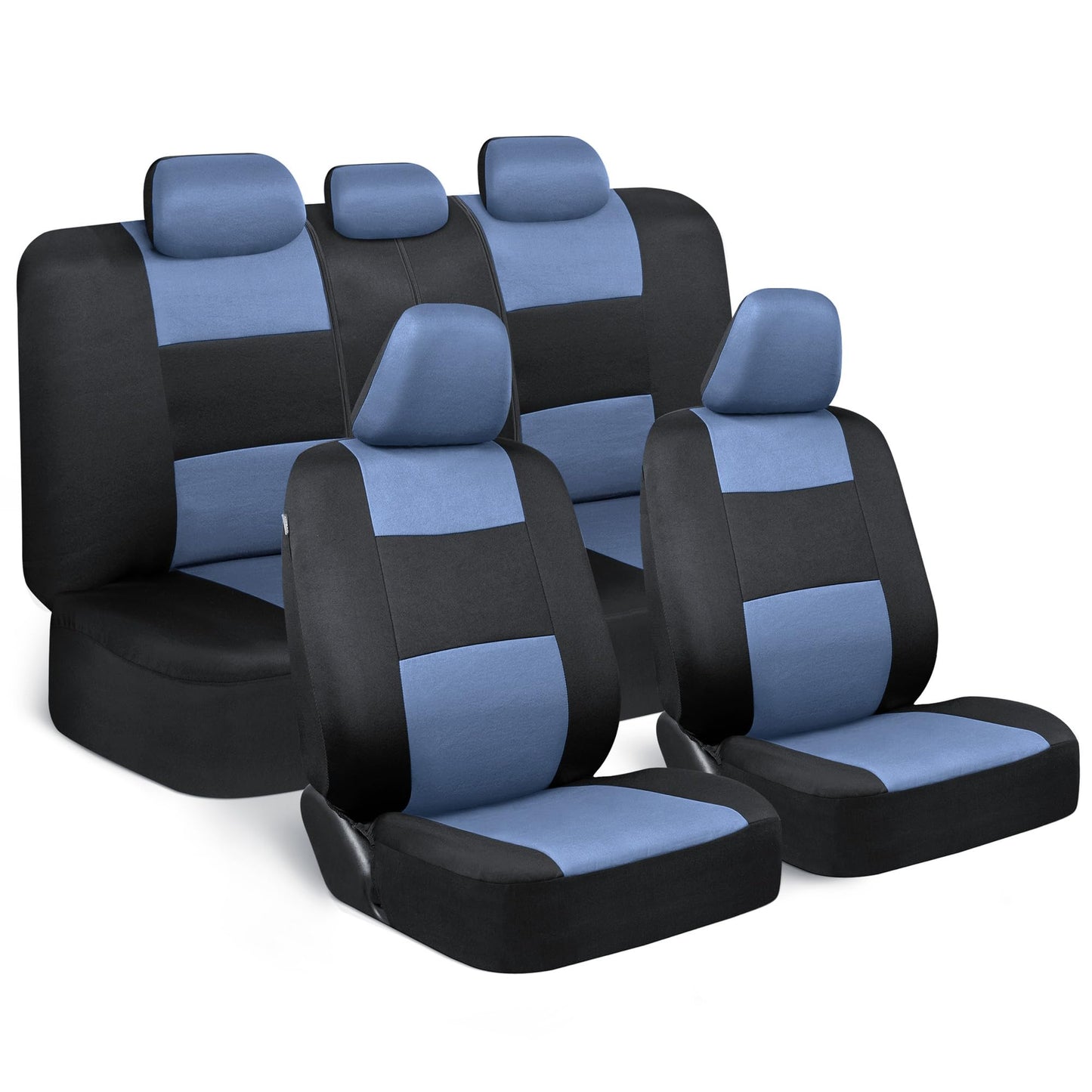 BDK PolyPro Car Seat Covers Full Set in Charcoal on Black – Front and Rear Split Bench for Cars, Easy to Install Cover Set, Accessories Auto Trucks Van SUV
