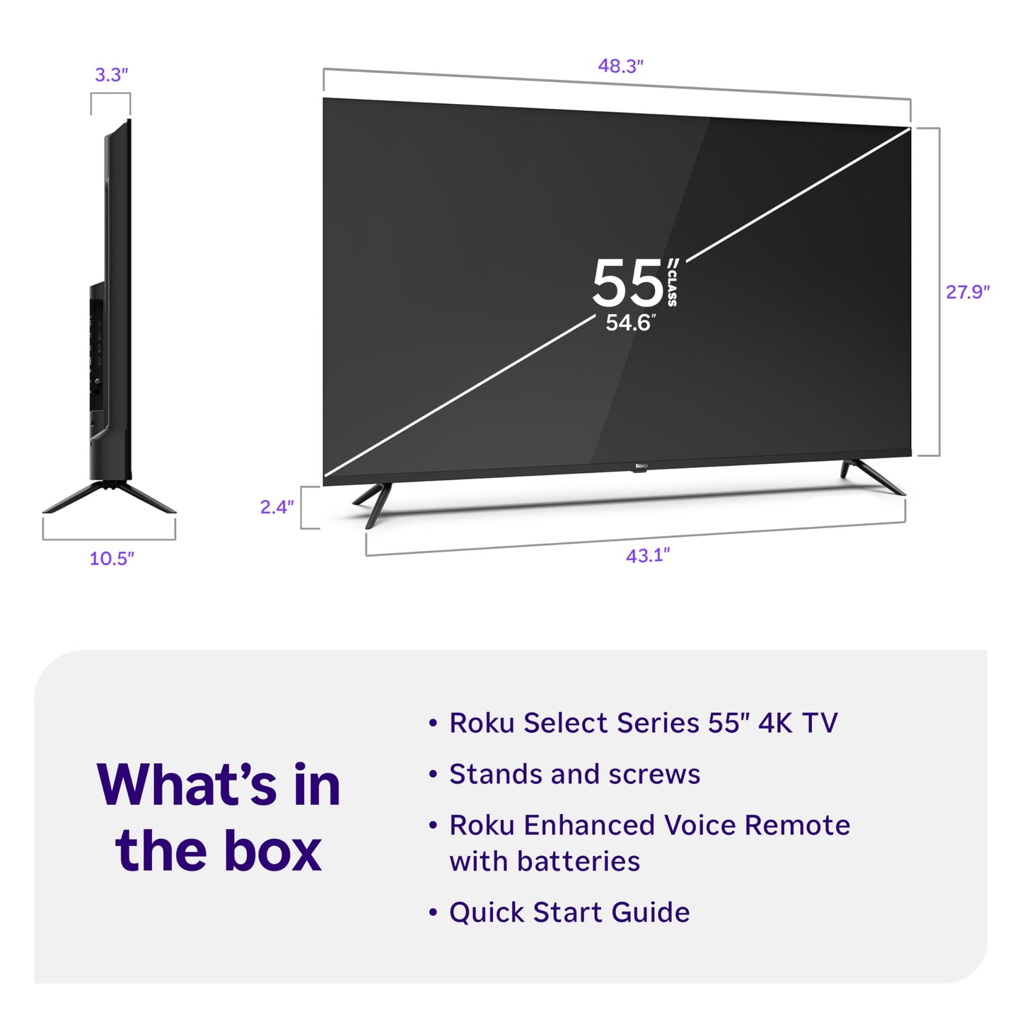 Roku Smart TV 2026 – 55-Inch Select Series, 4K QLED TV – Roku TV with Voice Remote – Flat Screen QLED Television with Wi-Fi for Streaming Live Local News, Sports, & Movies – Bluetooth Headphone Mode