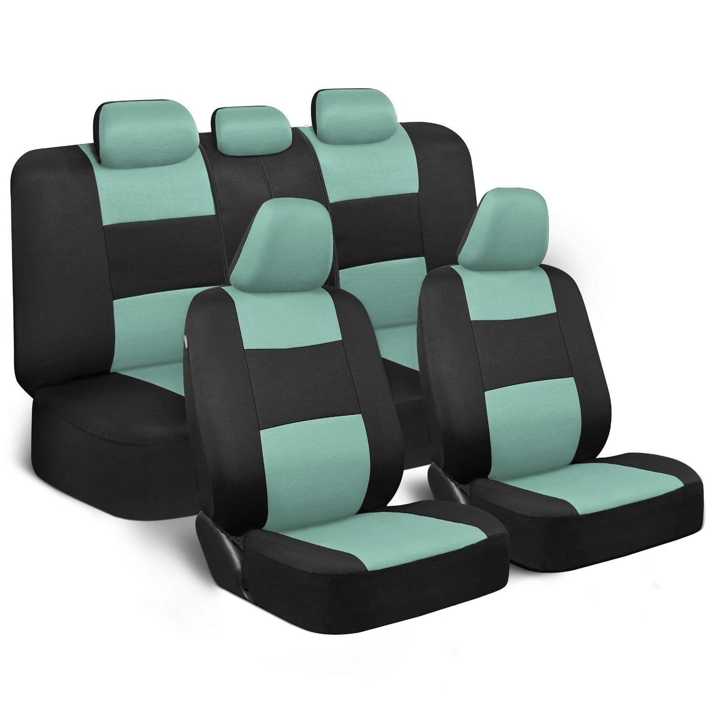 BDK PolyPro Car Seat Covers Full Set in Charcoal on Black – Front and Rear Split Bench for Cars, Easy to Install Cover Set, Accessories Auto Trucks Van SUV