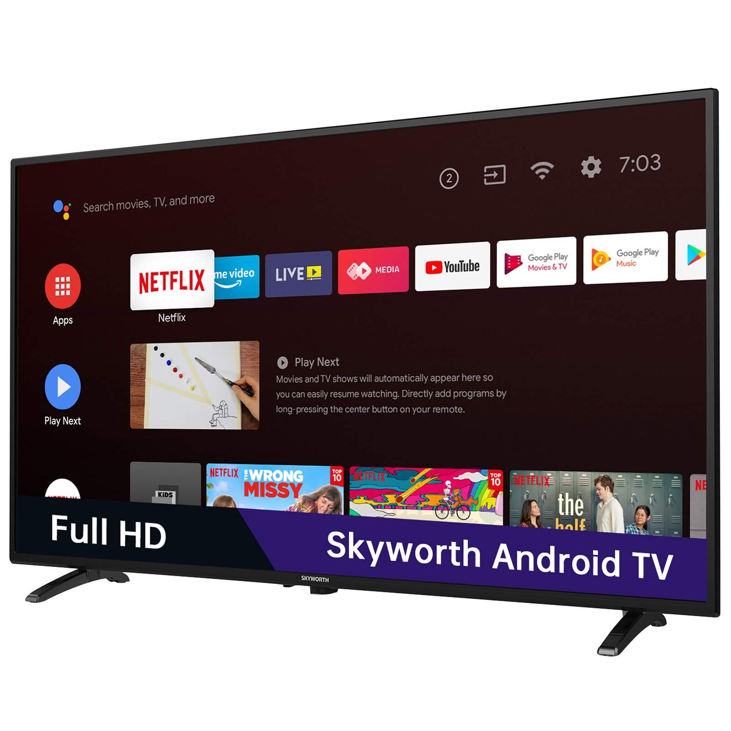 Skyworth 24-Inch Portable Smart TV with Protective Case, Battery Powered Outdoor TV, 1080P FHD, Google TV, HDR10, Dolby Audio, Chromecast, Ideal for Soccer, Sports, Football Game Day Bundle
